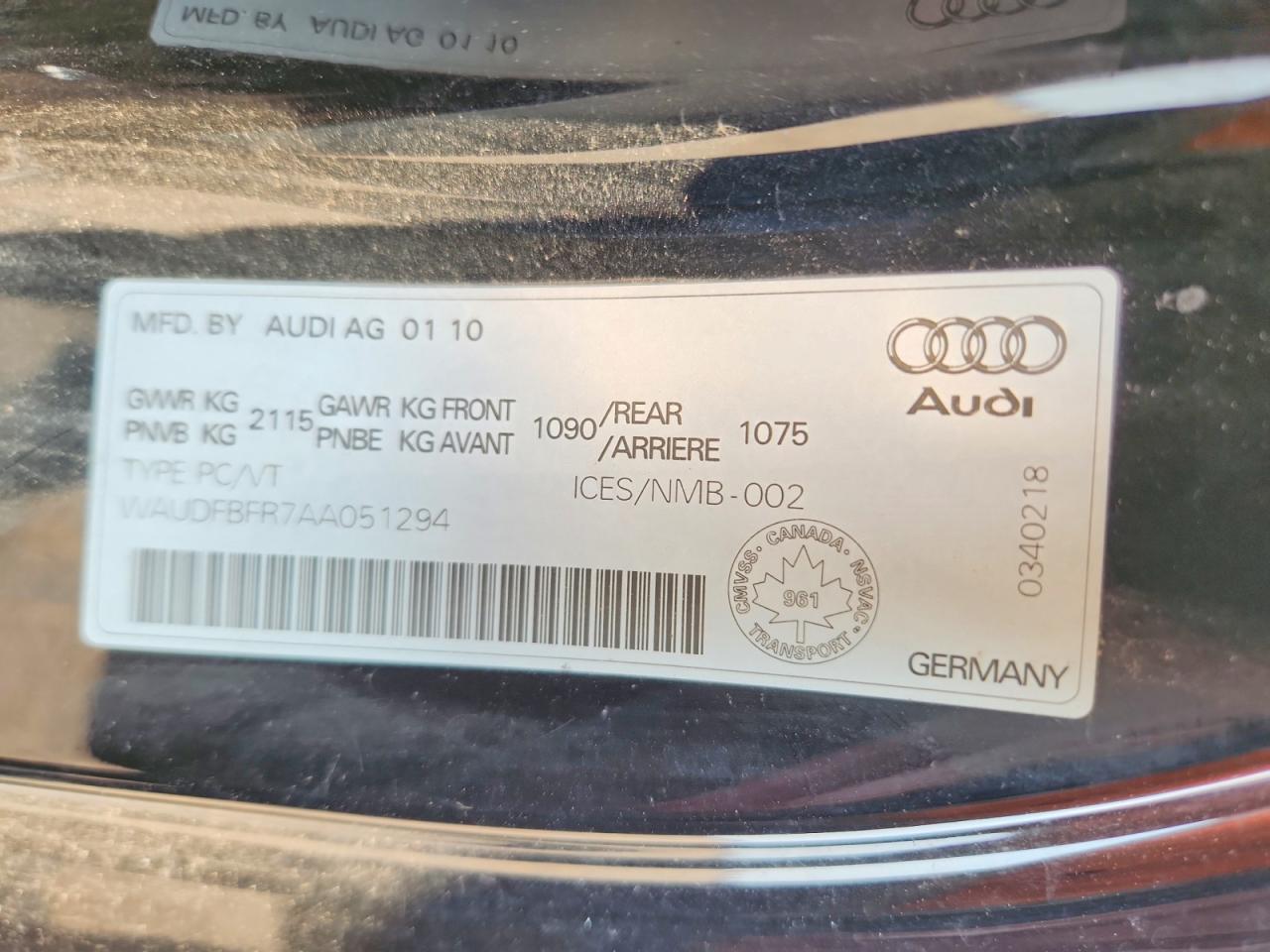 2010 Audi A5 Premium Black vin: WAUDFBFR7AA051294