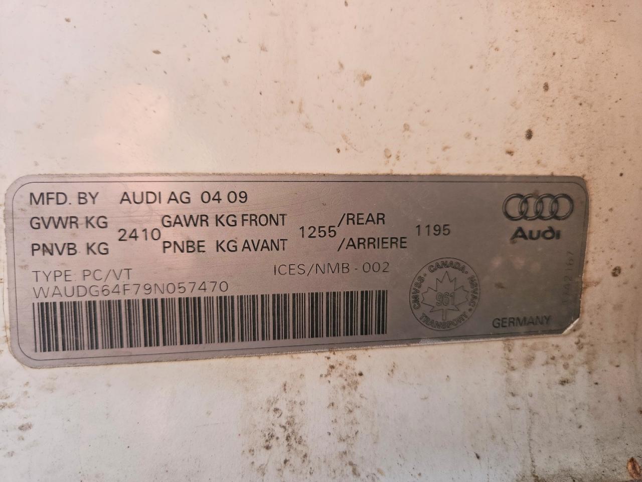 2009 Audi A6 Premium White vin: WAUDG64F79N057470