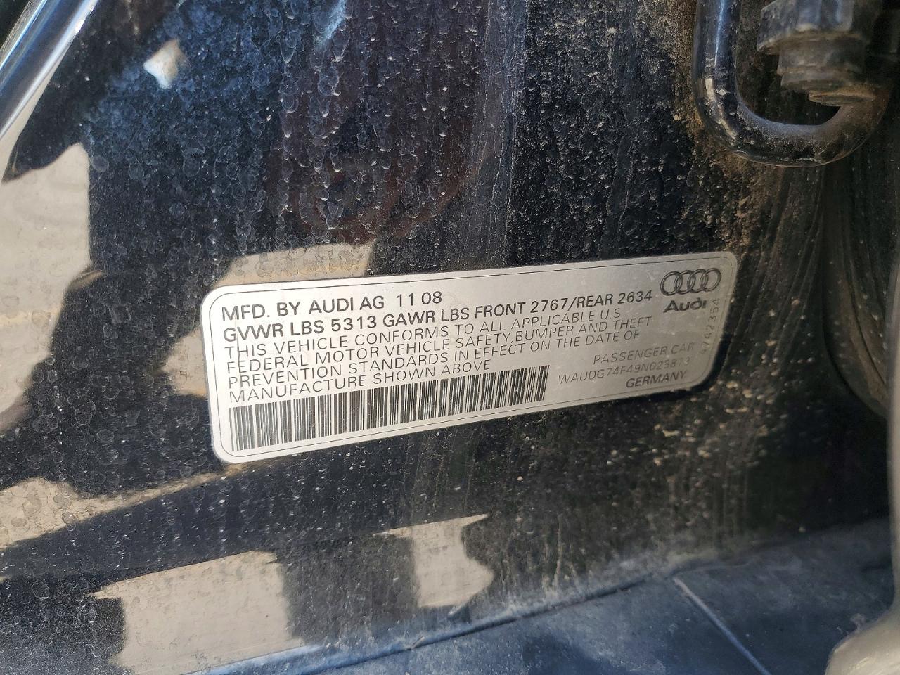 2009 Audi A6 Premium Black vin: WAUDG74F49N025873