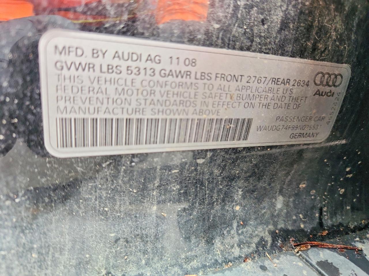 2009 Audi A6 Premium Черный vin: WAUDG74F99N025531