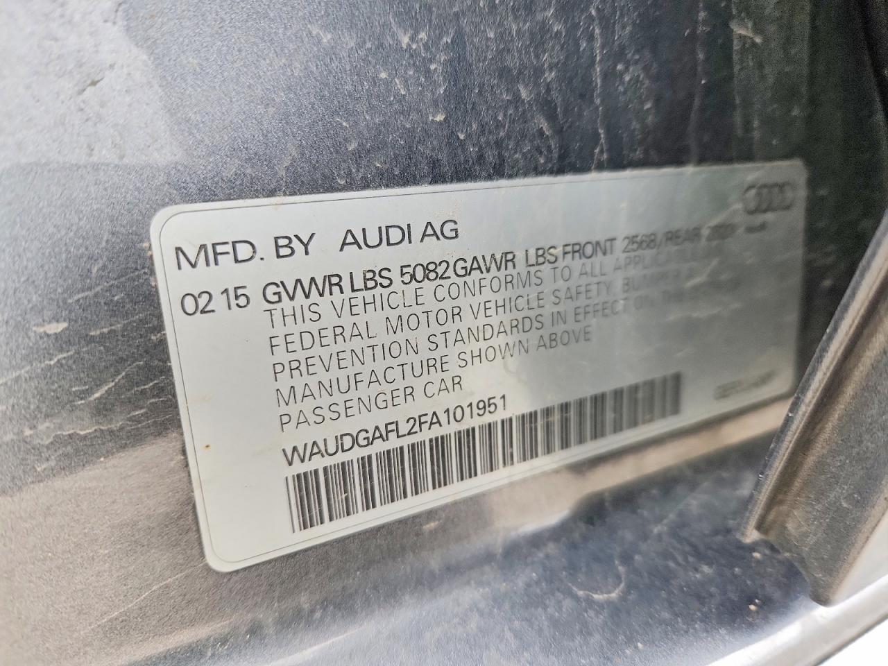 2015 Audi S4 Premium Plus Gray vin: WAUDGAFL2FA101951