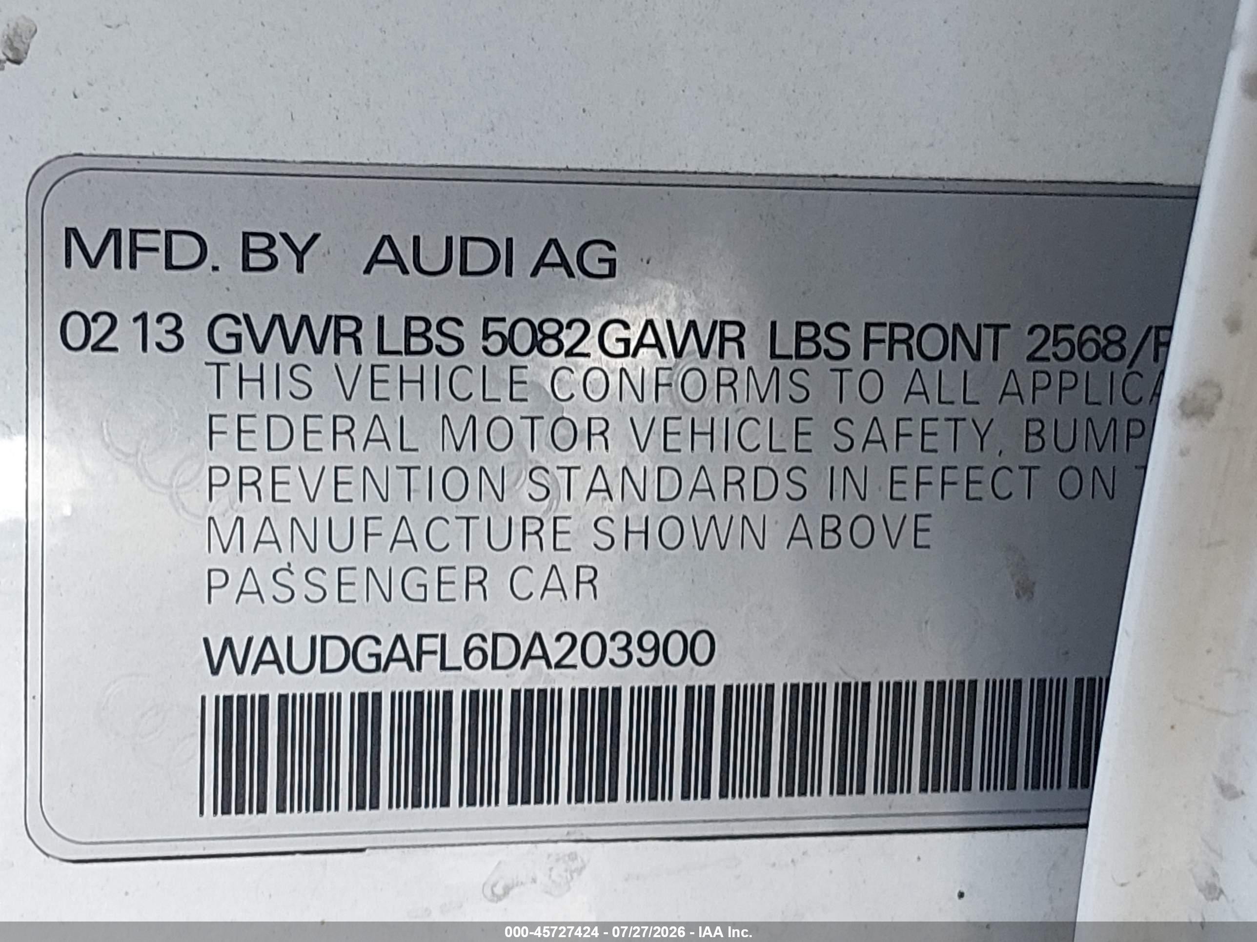 2013 Audi S4 3.0t Premium Plus White vin: WAUDGAFL6DA203900
