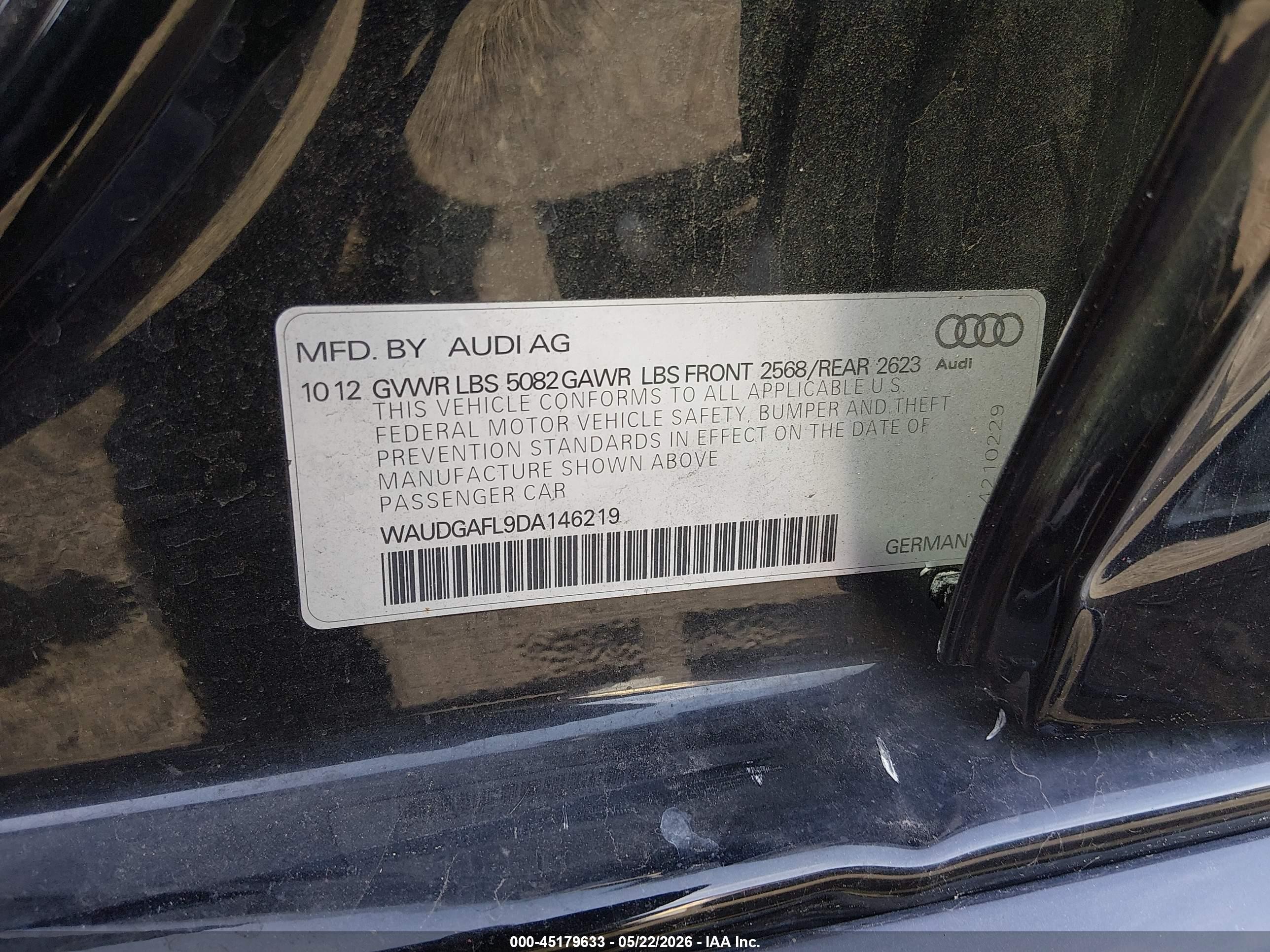 2013 Audi S4 3.0t Premium Plus Black vin: WAUDGAFL9DA146219