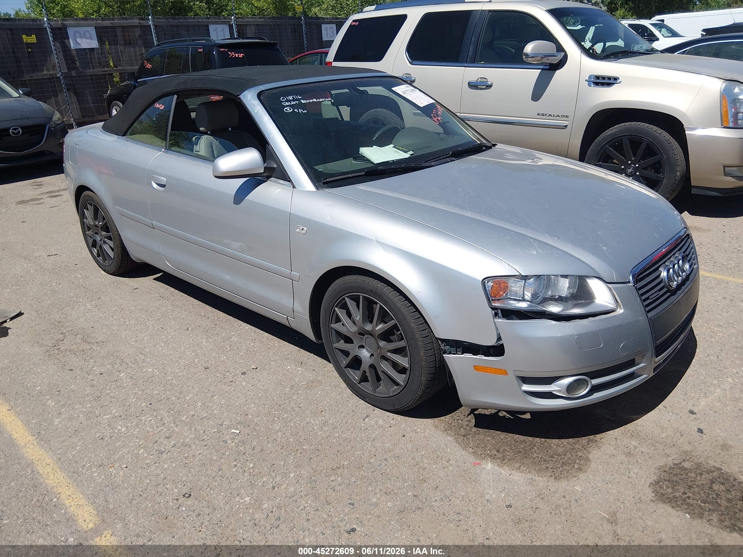 2007 Audi A4 3.2 Silver vin: WAUDH48H07K018716
