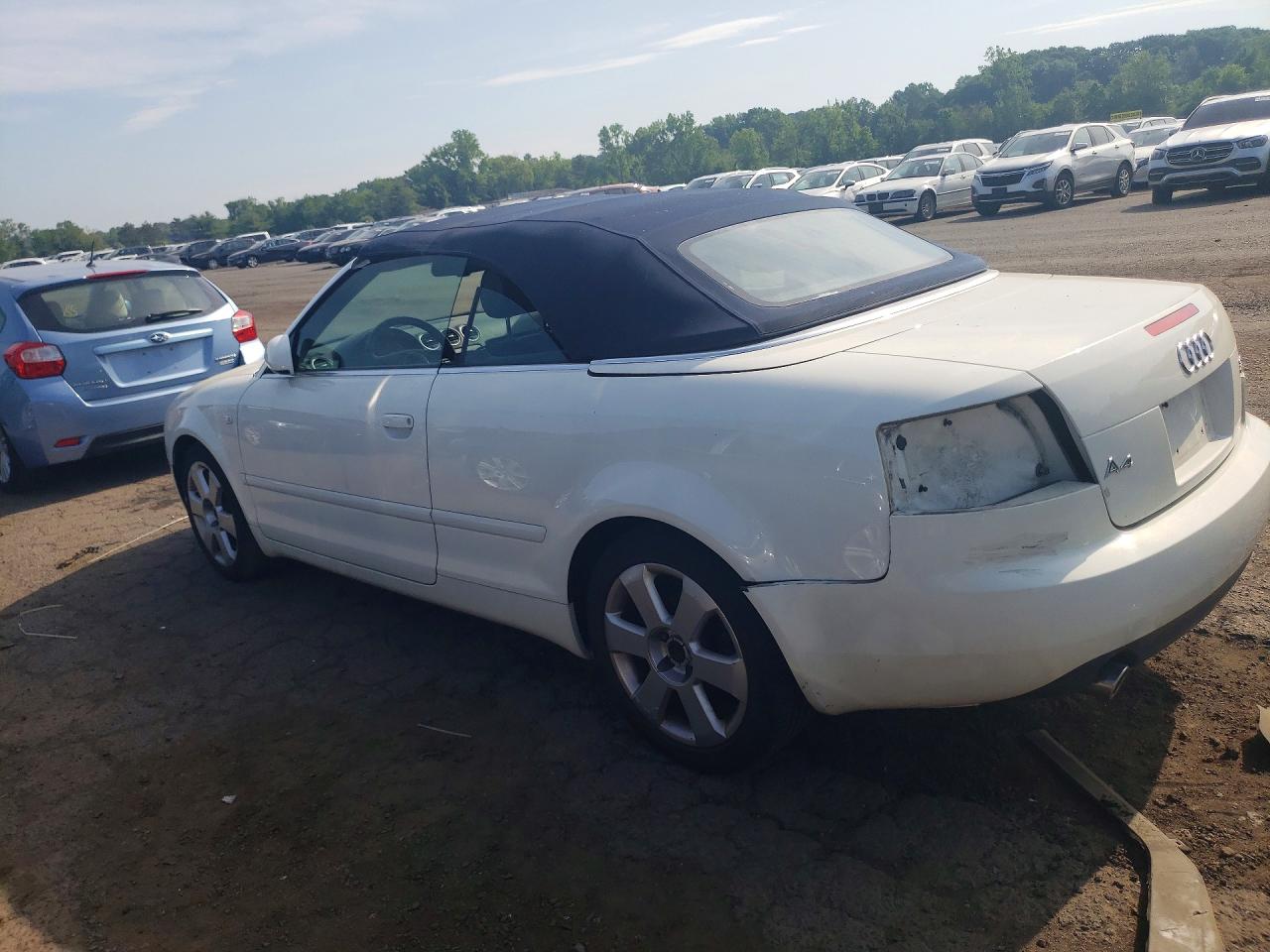 2005 Audi A4 Quattro Cabriolet White vin: WAUDT48H05K016668