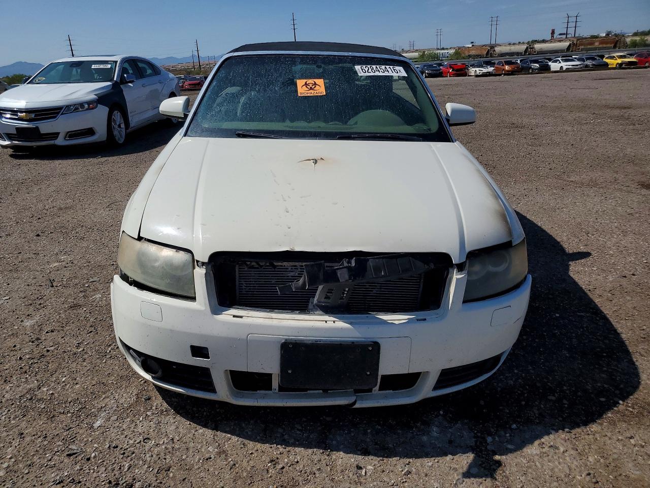 2005 Audi A4 Quattro Cabriolet White vin: WAUDT48H45K009254