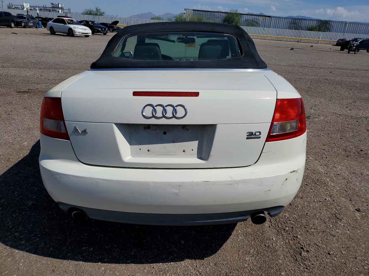 2005 Audi A4 Quattro Cabriolet White vin: WAUDT48H45K009254