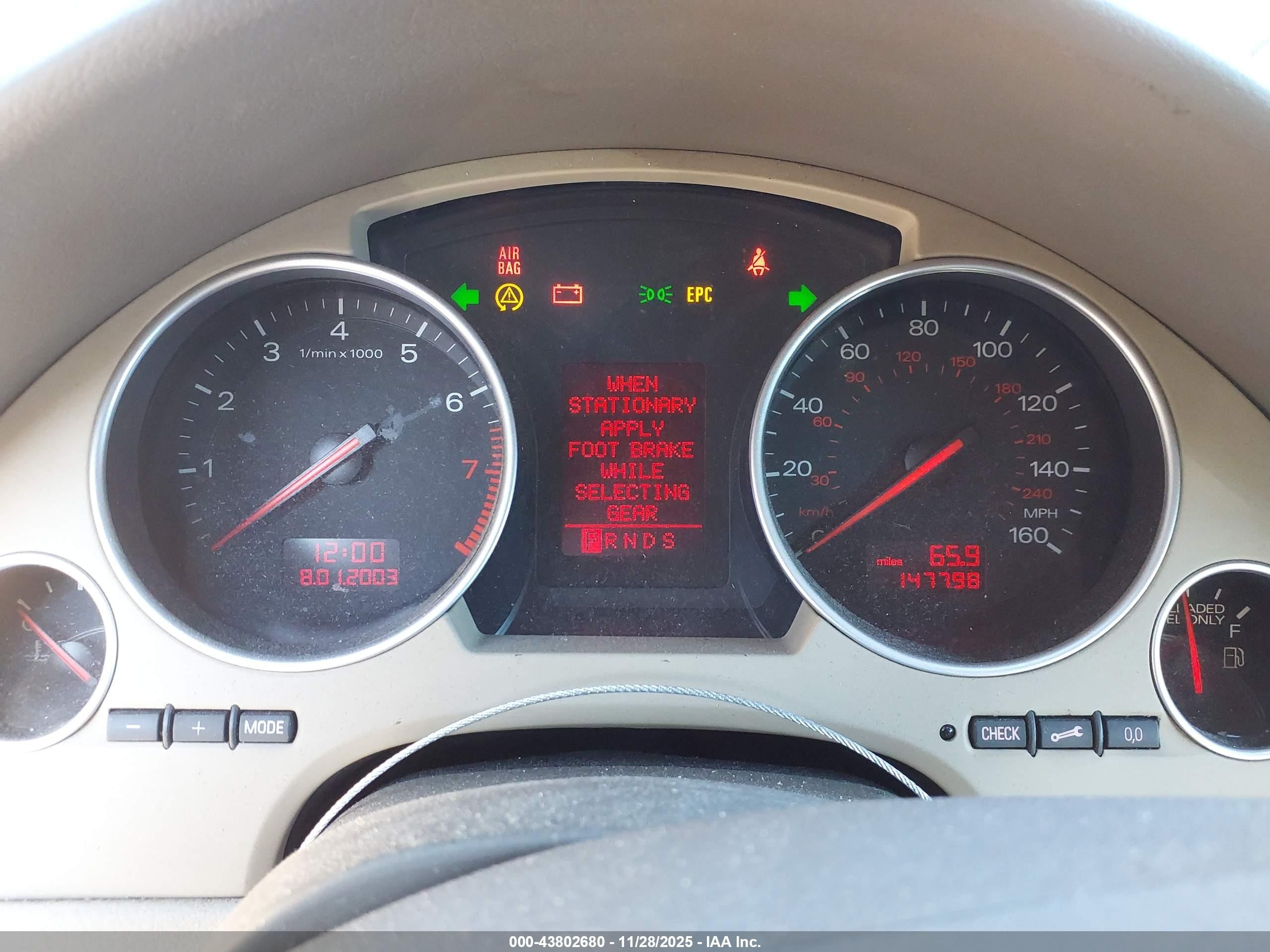 2005 Audi A4 3.0 Черный vin: WAUDT48H95K007600