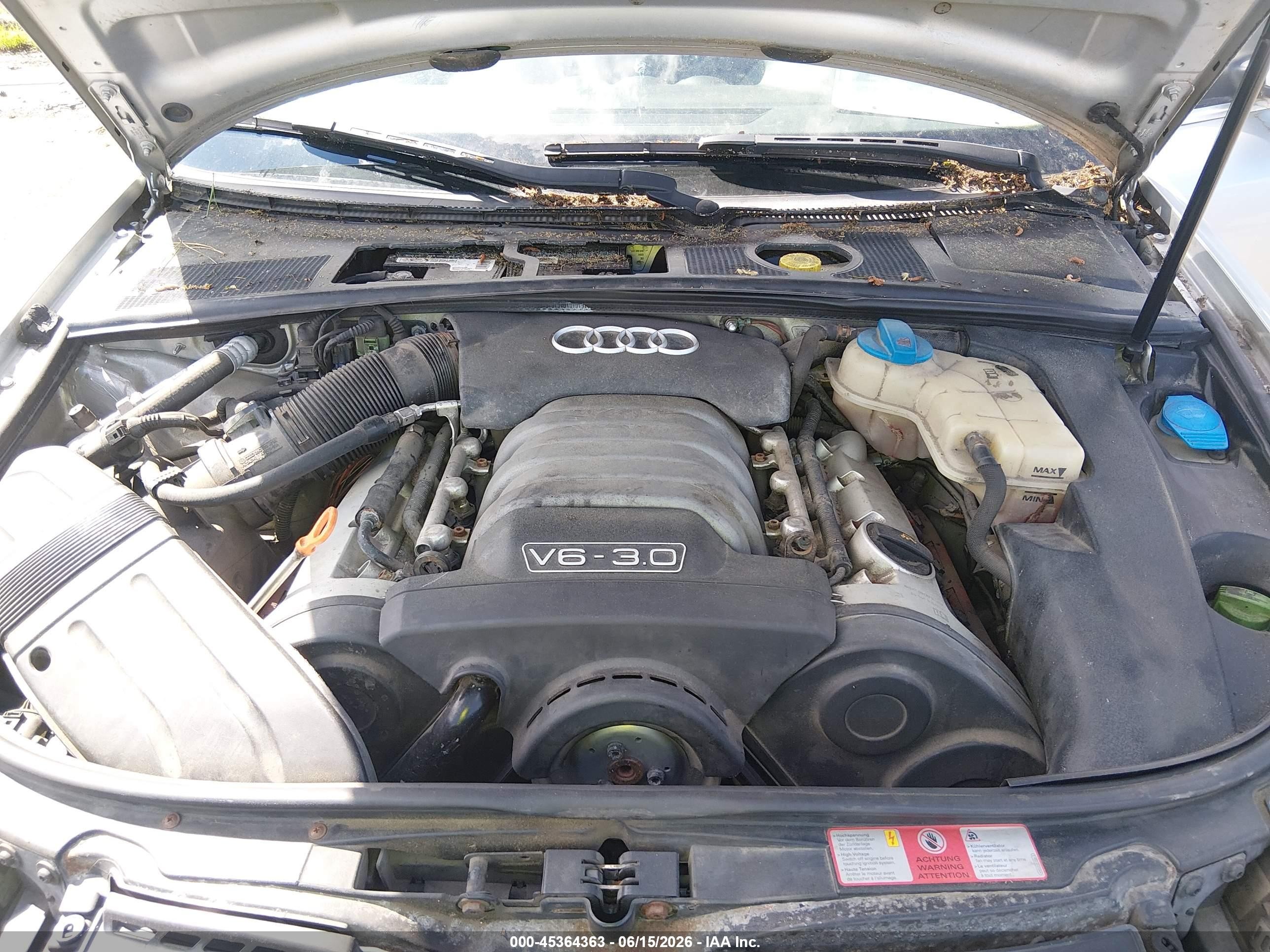 2005 Audi A4 3.0 Silver vin: WAUDT48HX5K005192