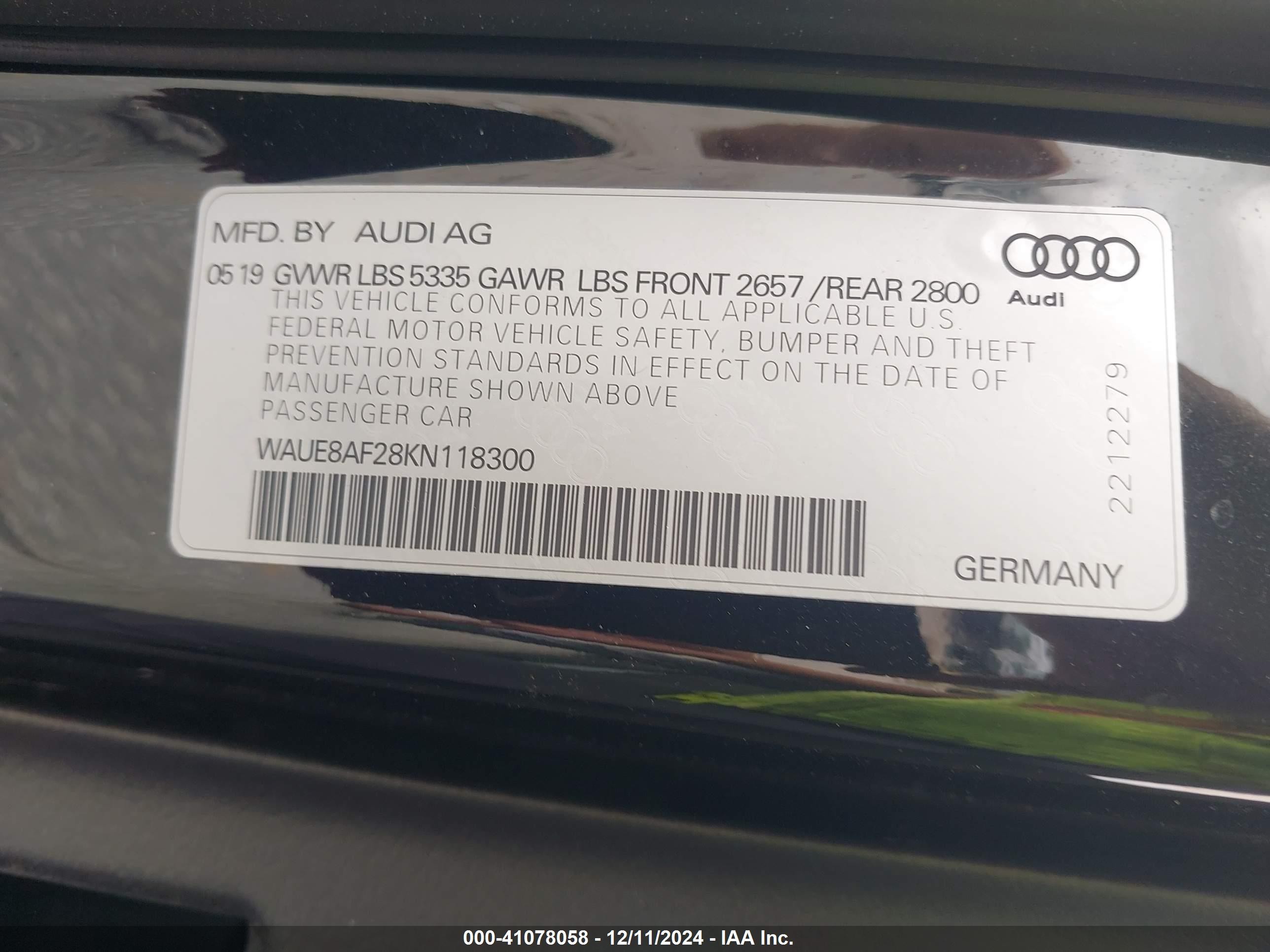 2019 Audi A6 45 Premium Black vin: WAUE8AF28KN118300