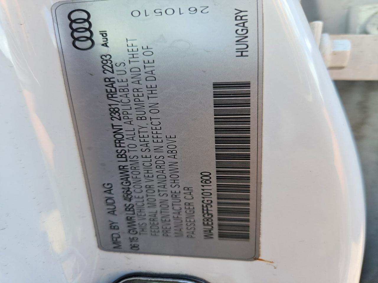 2016 Audi A3 Premium Plus White vin: WAUE8GFF5G1011600