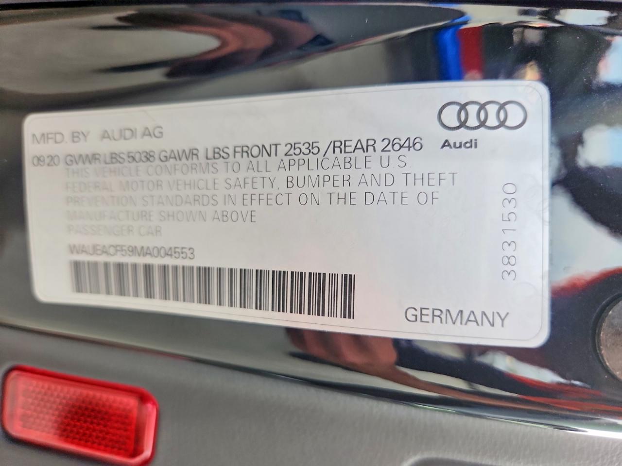 2021 Audi A5 Prestige 45 Black vin: WAUEACF59MA004553