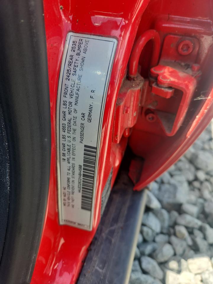 1999 Audi A4 2.8 Quattro Red vin: WAUED28D2XA044600