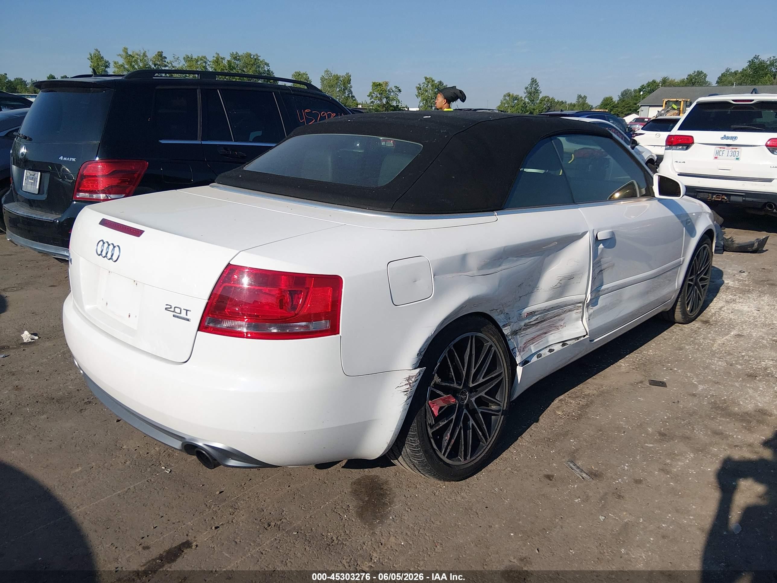 2008 Audi A4 2.0t White vin: WAUEF48H88K013551