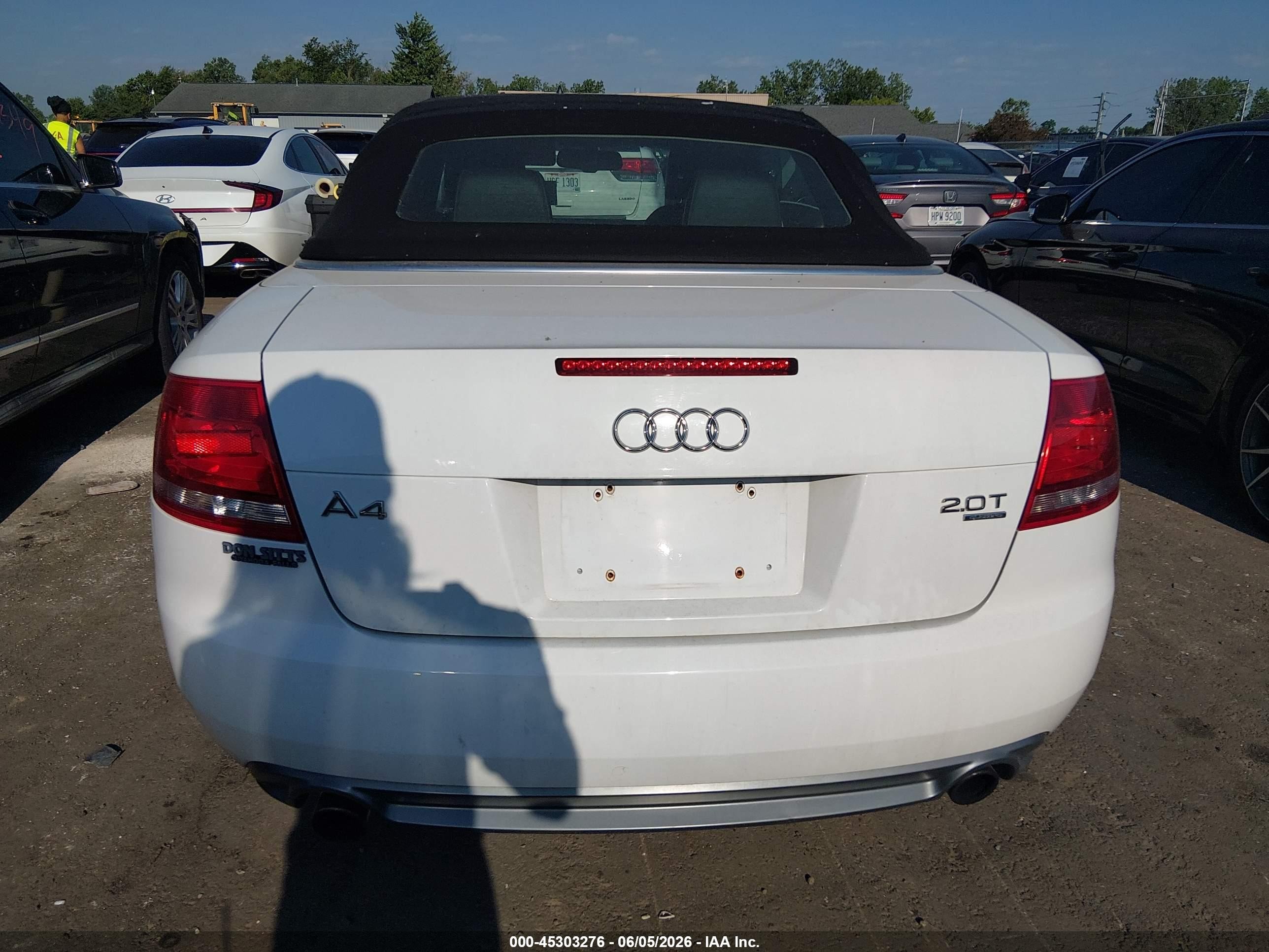 2008 Audi A4 2.0t White vin: WAUEF48H88K013551