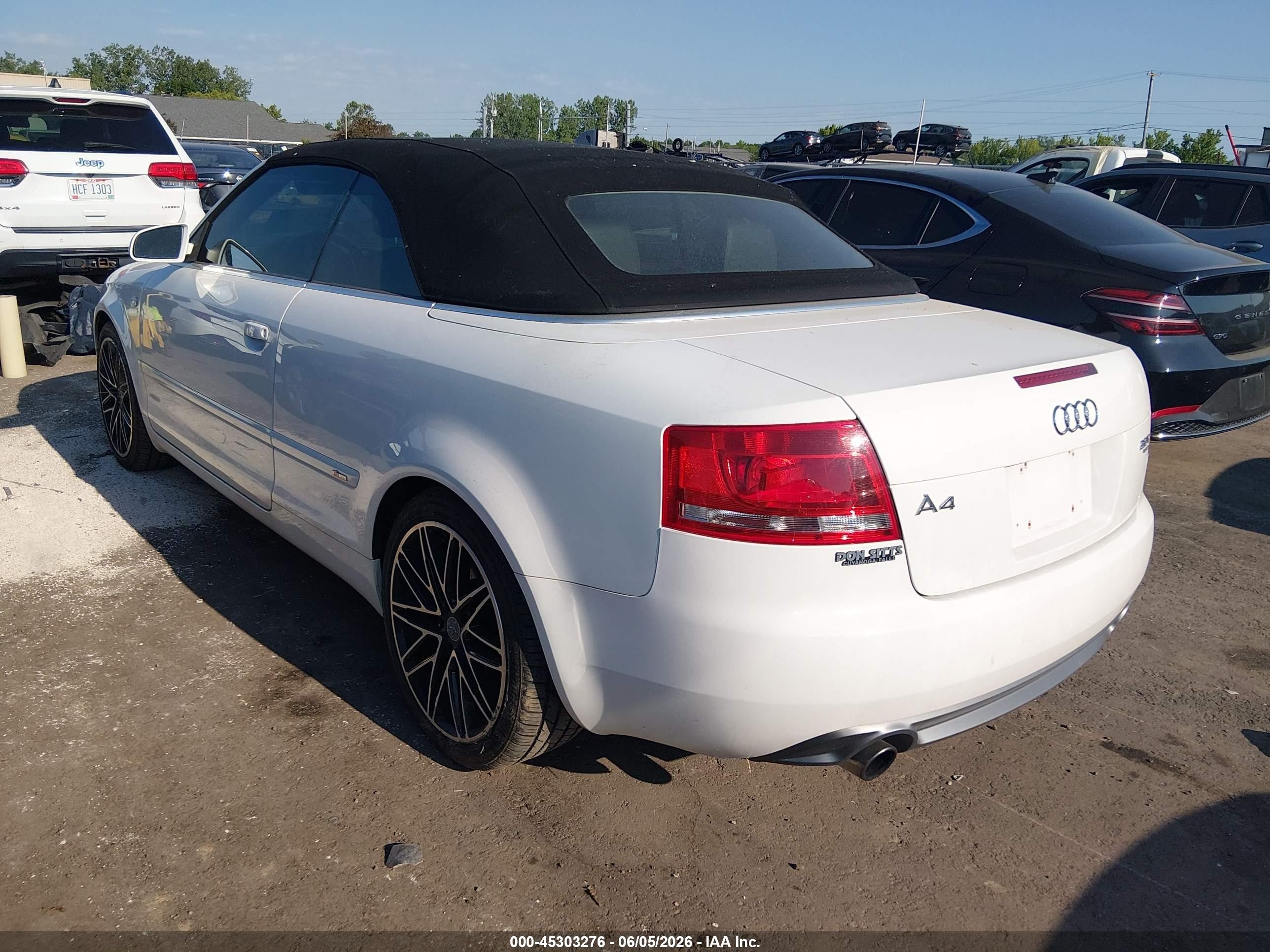 2008 Audi A4 2.0t White vin: WAUEF48H88K013551