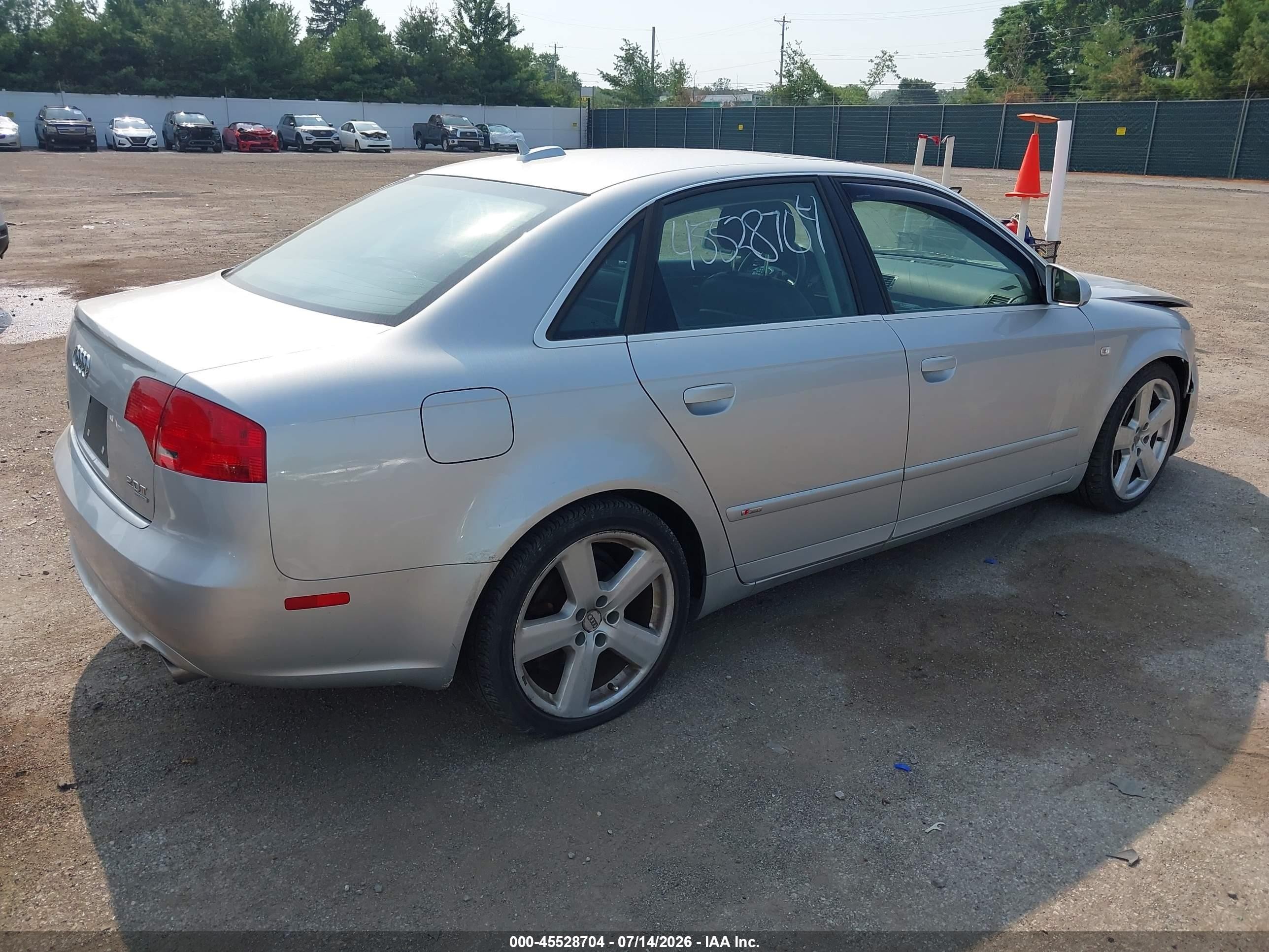 2006 Audi A4 2.0t Silver vin: WAUEF78EX6A032645