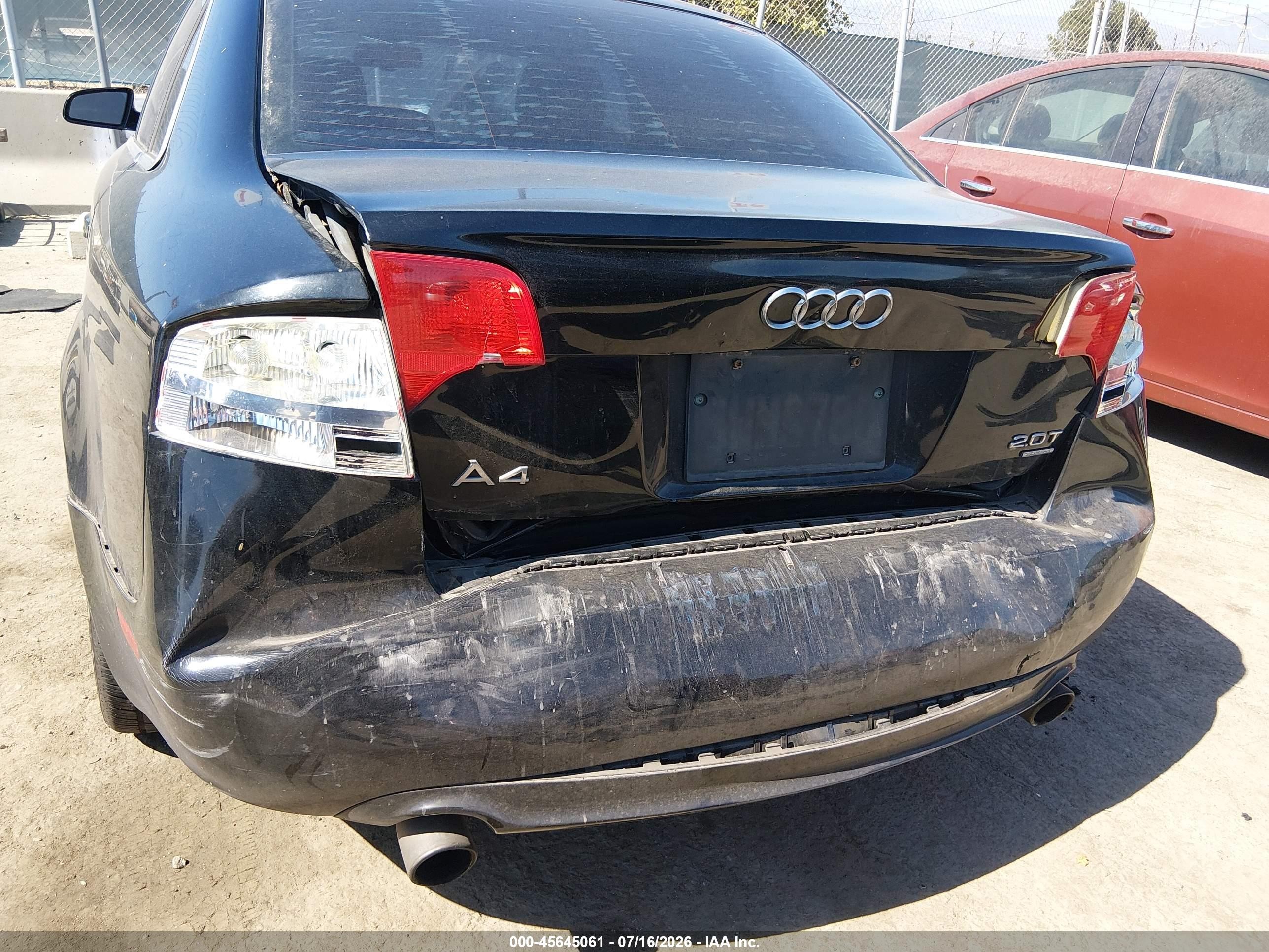 2006 Audi A4 2.0t Black vin: WAUEF78EX6A256059