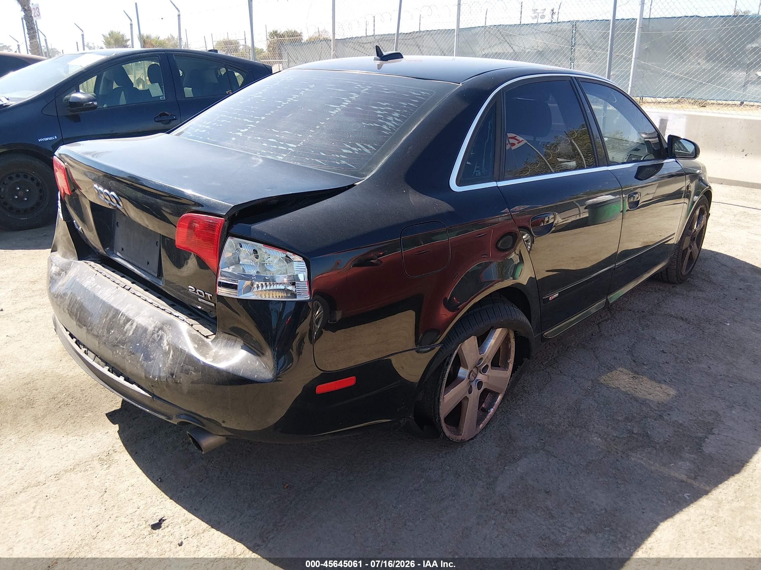 2006 Audi A4 2.0t Black vin: WAUEF78EX6A256059