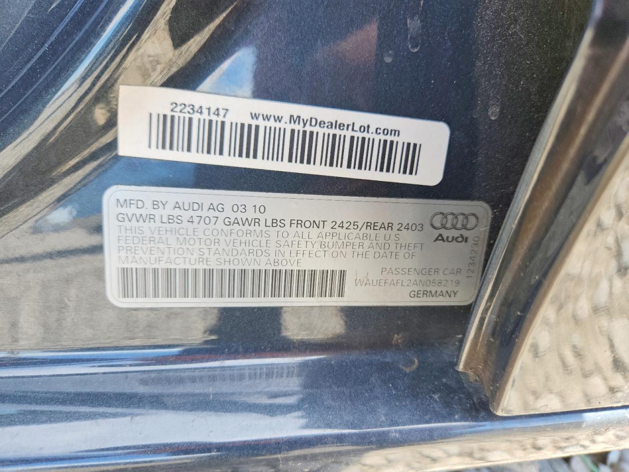 2010 Audi A4 Premium Plus Серый vin: WAUEFAFL2AN058219