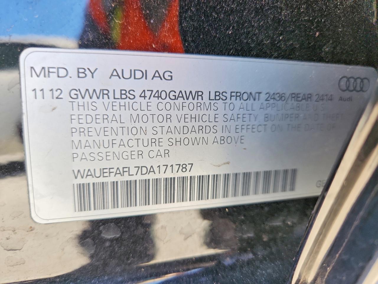 2013 Audi A4 Premium Plus Black vin: WAUEFAFL7DA171787
