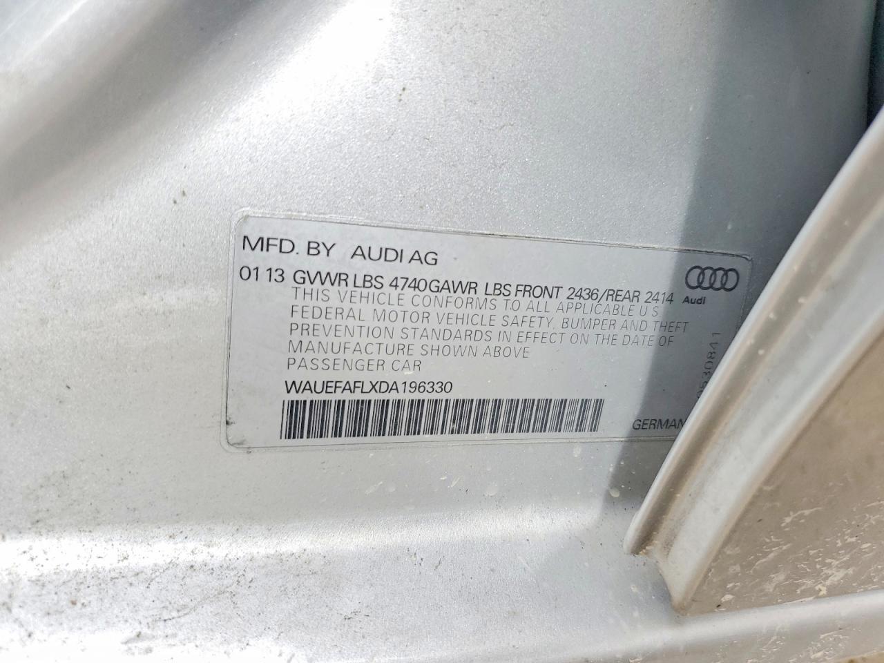 2013 Audi A4 Premium Plus Silver vin: WAUEFAFLXDA196330
