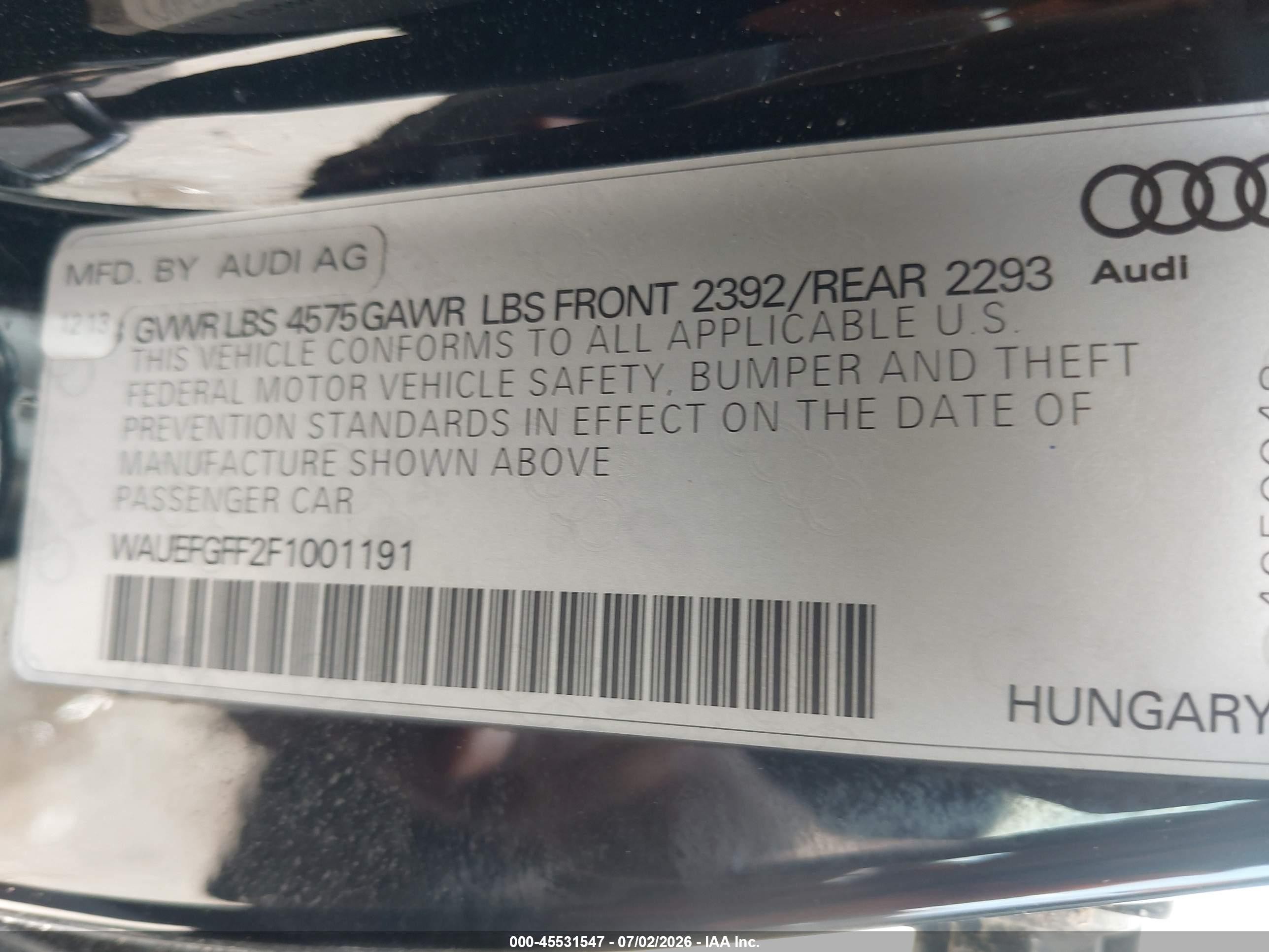 2015 Audi A3 2.0t Premium Black vin: WAUEFGFF2F1001191