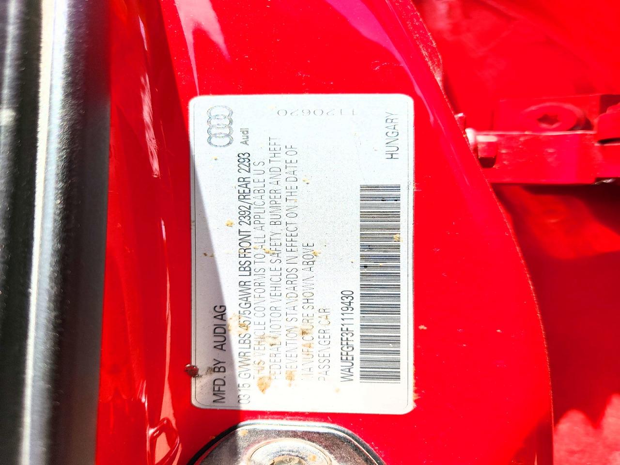 2015 Audi A3 Premium Plus Red vin: WAUEFGFF3F1119430