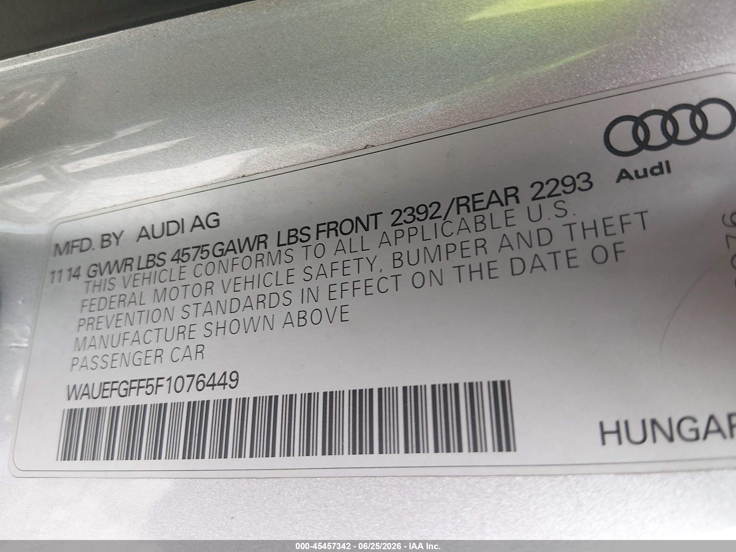 2015 Audi A3 2.0t Premium Silver vin: WAUEFGFF5F1076449