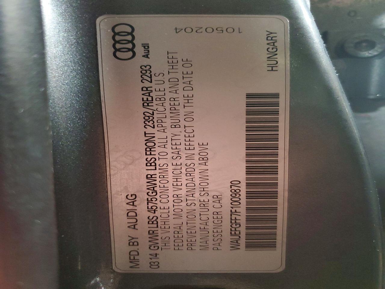 2015 Audi A3 Premium Plus Gray vin: WAUEFGFF7F1009870