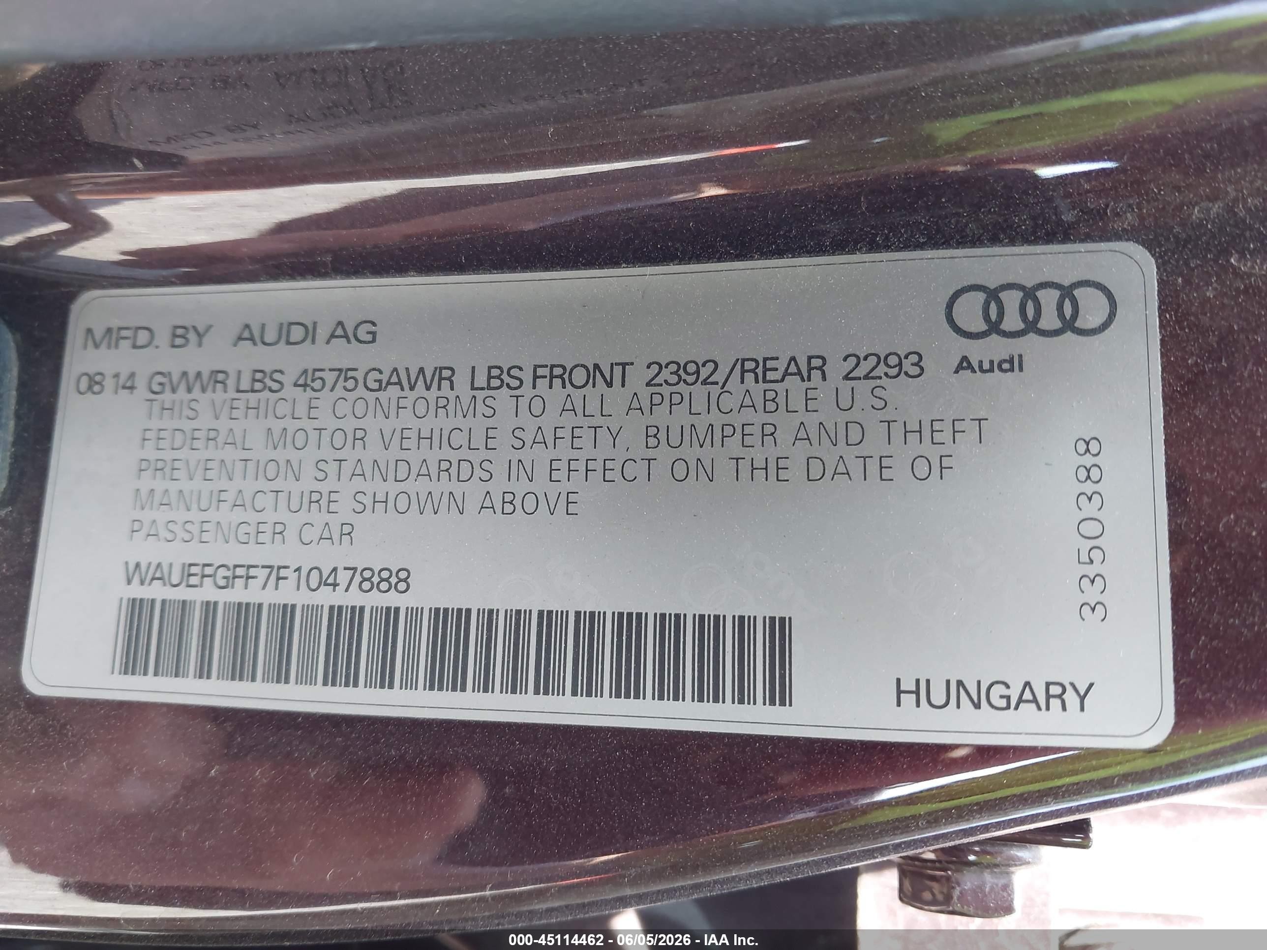 2015 Audi A3 2.0t Premium Purple vin: WAUEFGFF7F1047888