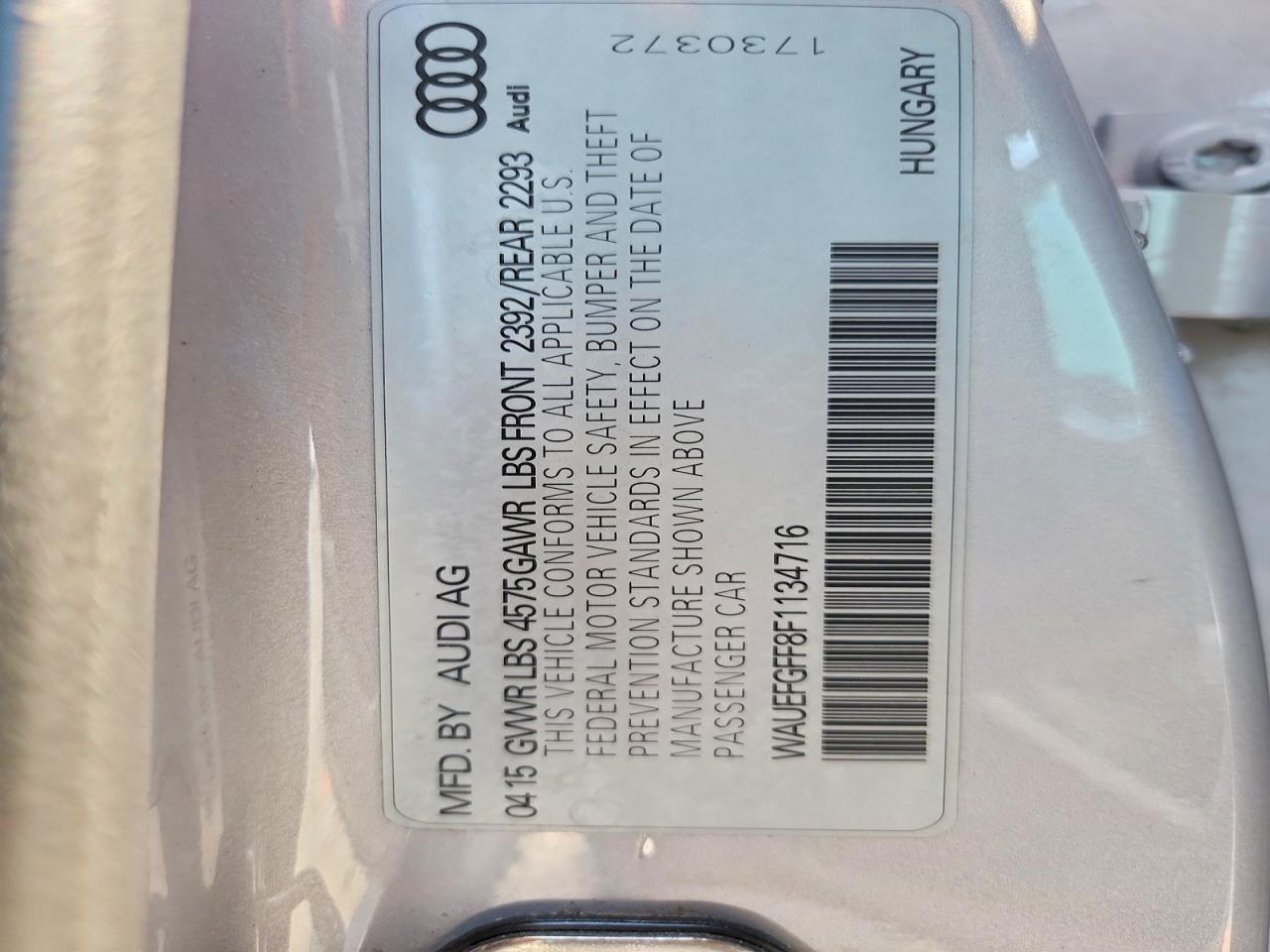 2015 Audi A3 Premium Plus Silver vin: WAUEFGFF8F1134716