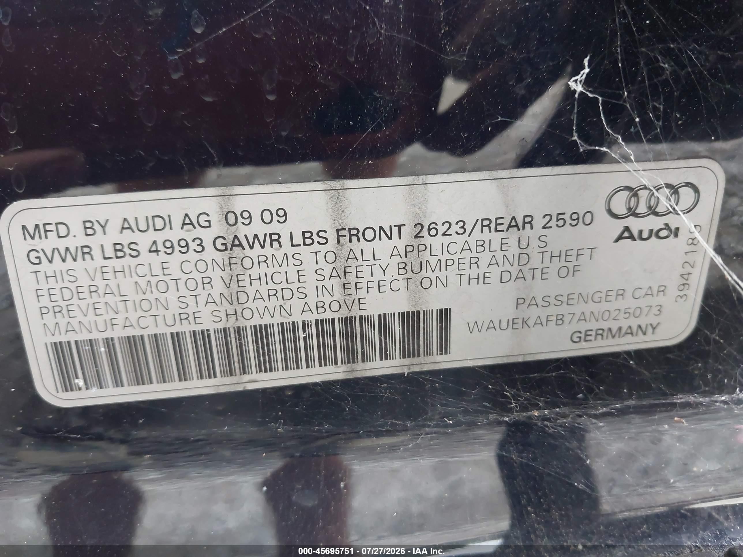 2010 Audi A6 3.2 Premium Blue vin: WAUEKAFB7AN025073