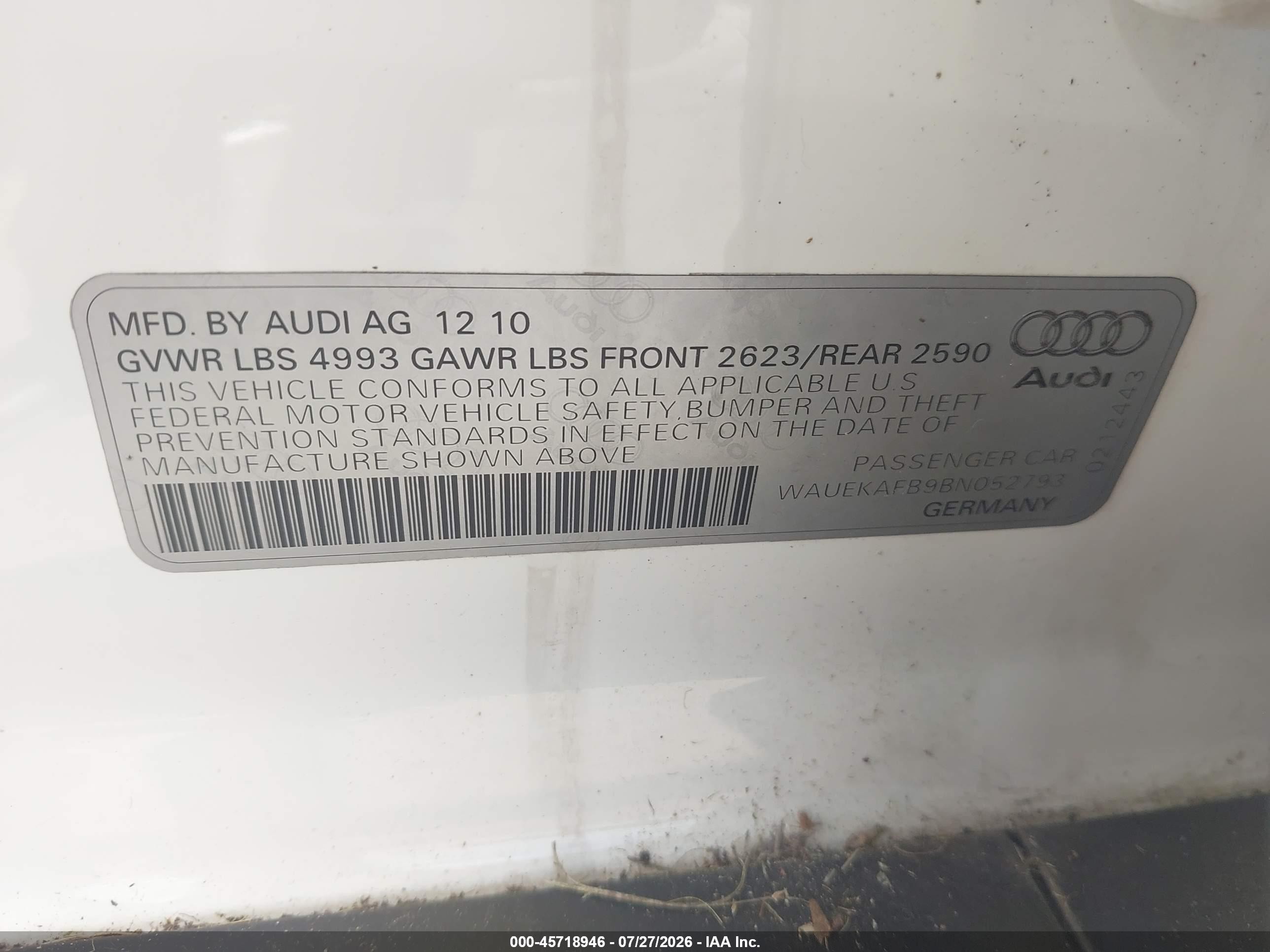 2011 Audi A6 3.2 Premium White vin: WAUEKAFB9BN052793