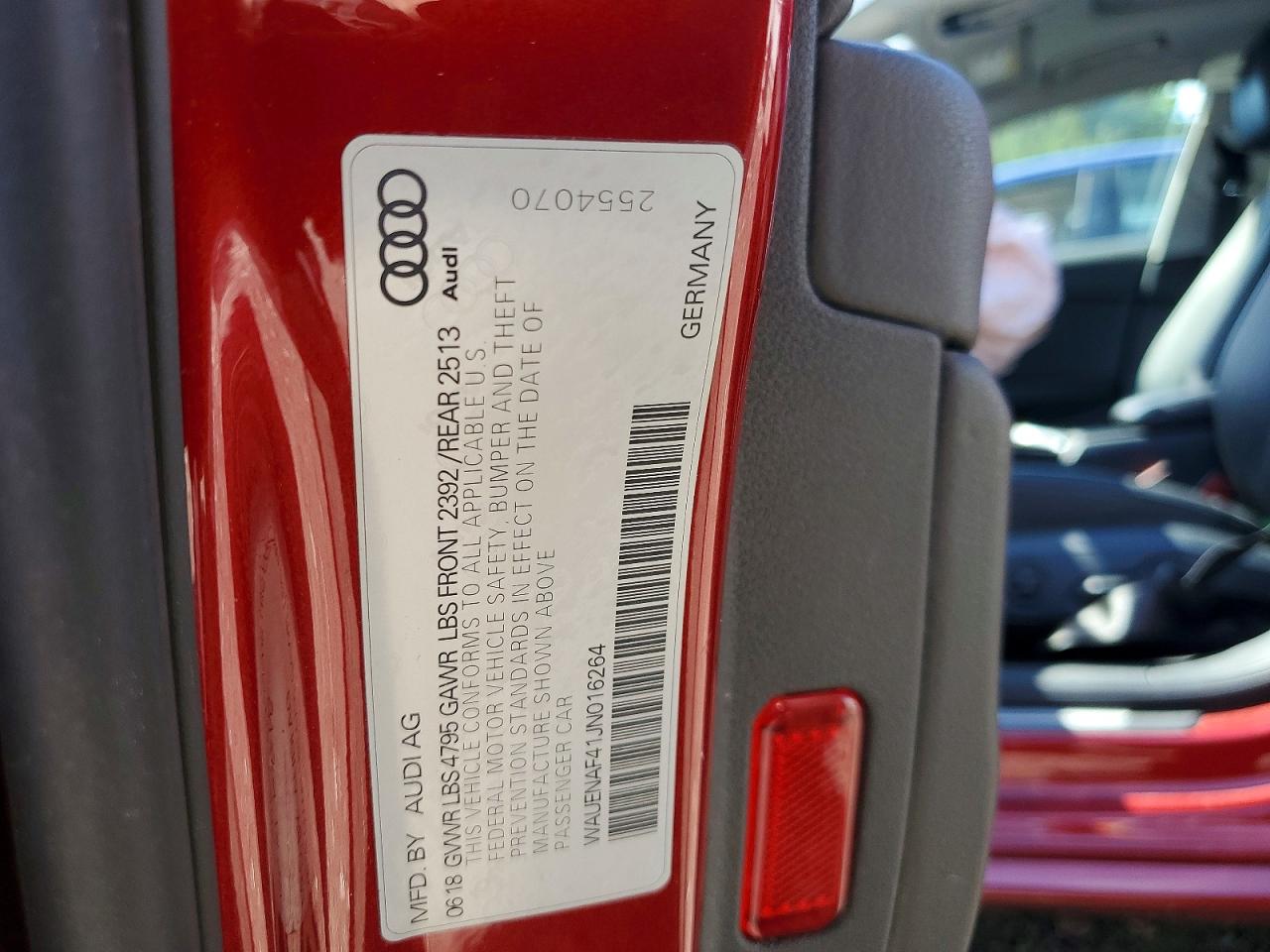 2018 Audi A4 Premium Plus Red vin: WAUENAF41JN016264