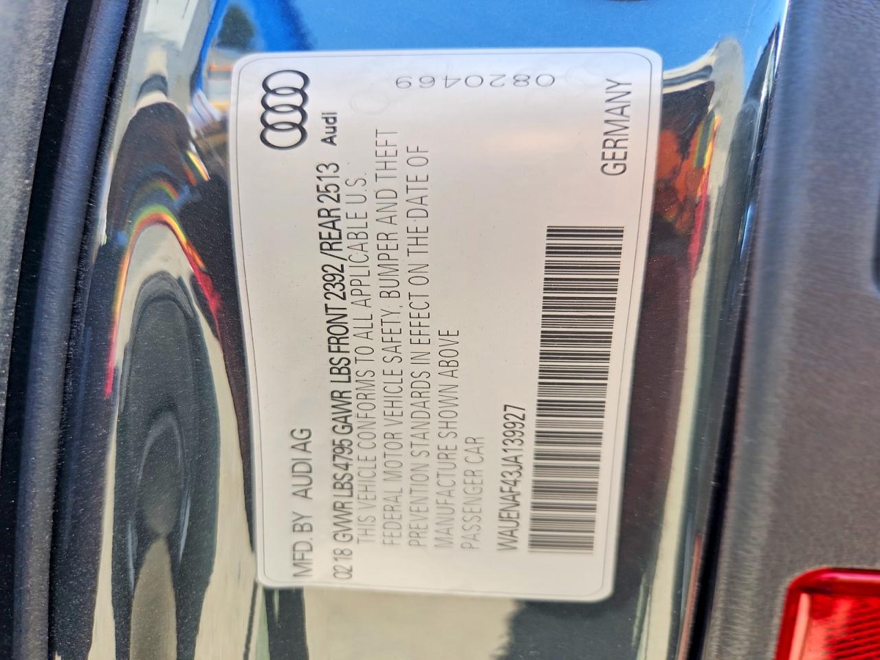 2018 Audi A4 Premium Plus Gray vin: WAUENAF43JA139927