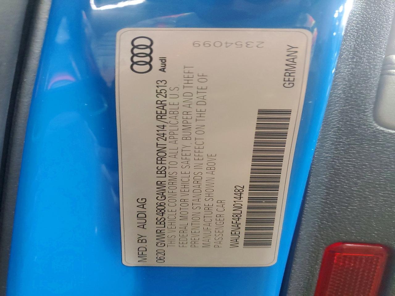 2020 Audi A4 Premium Plus Blue vin: WAUENAF48LN014482