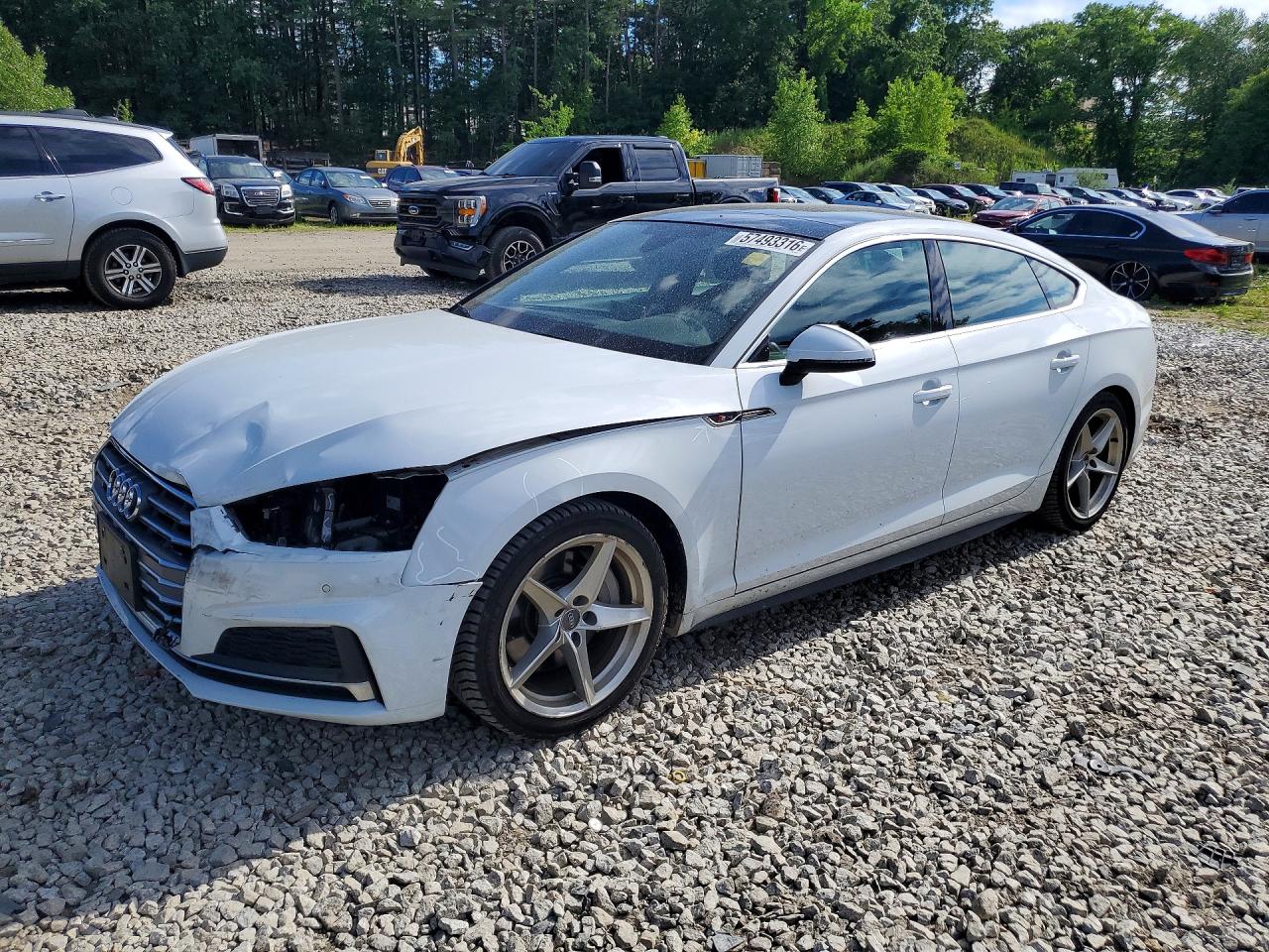 2019 Audi A5 Premium Plus S-line White vin: WAUENCF57KA072996
