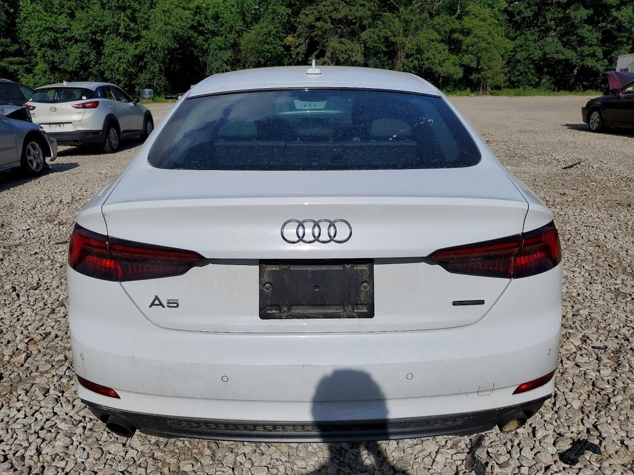 2019 Audi A5 Premium Plus S-line White vin: WAUENCF57KA072996