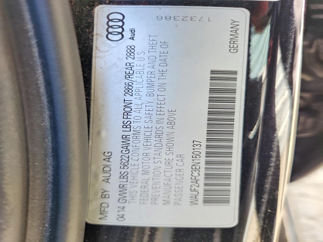 2014 Audi S6 Black vin: WAUF2AFC3EN150137