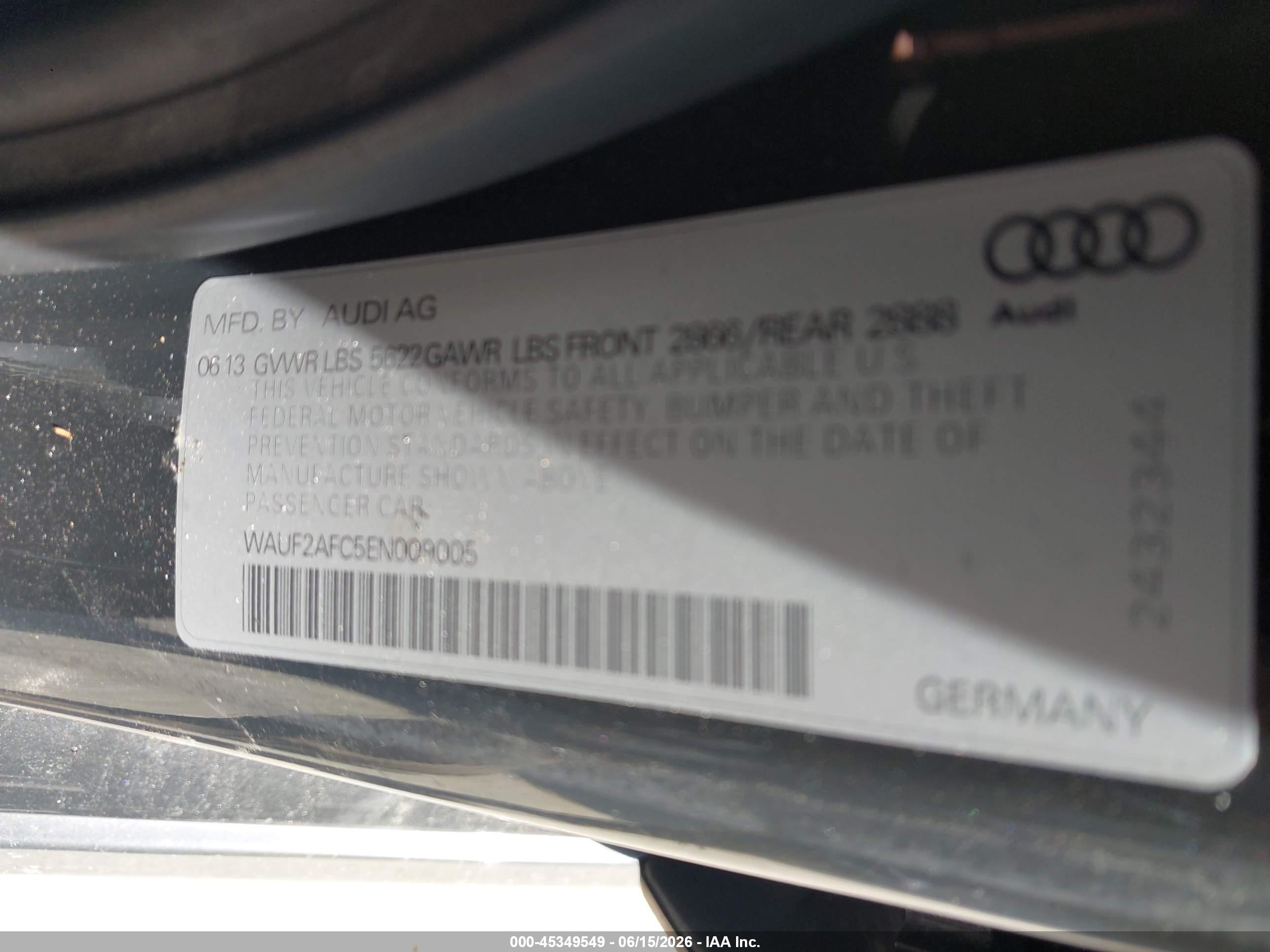 2014 Audi S6 4.0t Prestige Gray vin: WAUF2AFC5EN009005