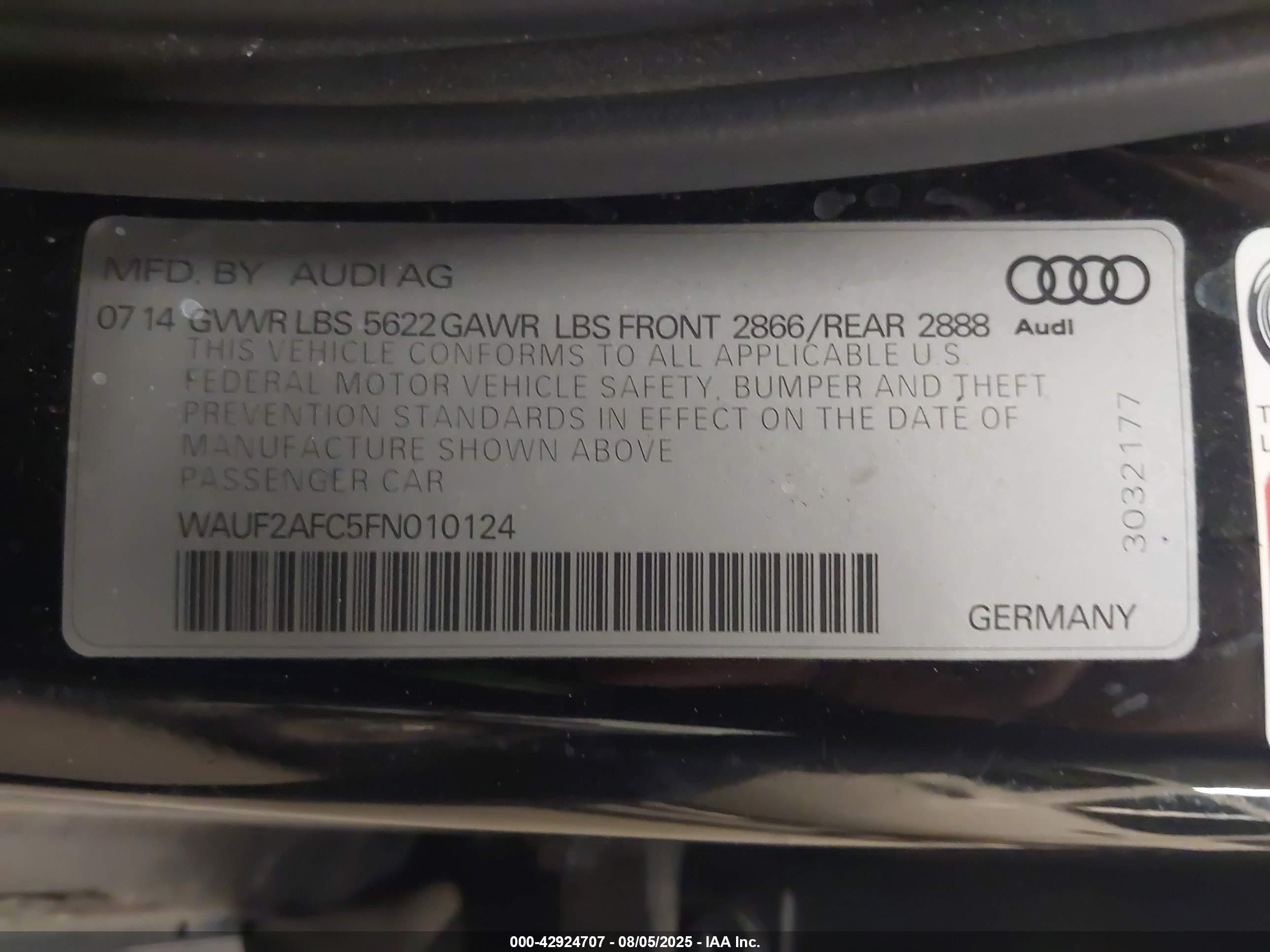 2015 Audi S6 4.0t Black vin: WAUF2AFC5FN010124