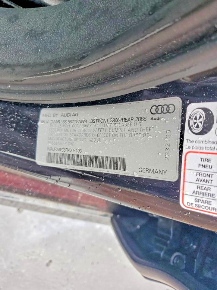 2015 Audi S6 Black vin: WAUF2AFC6FN003103