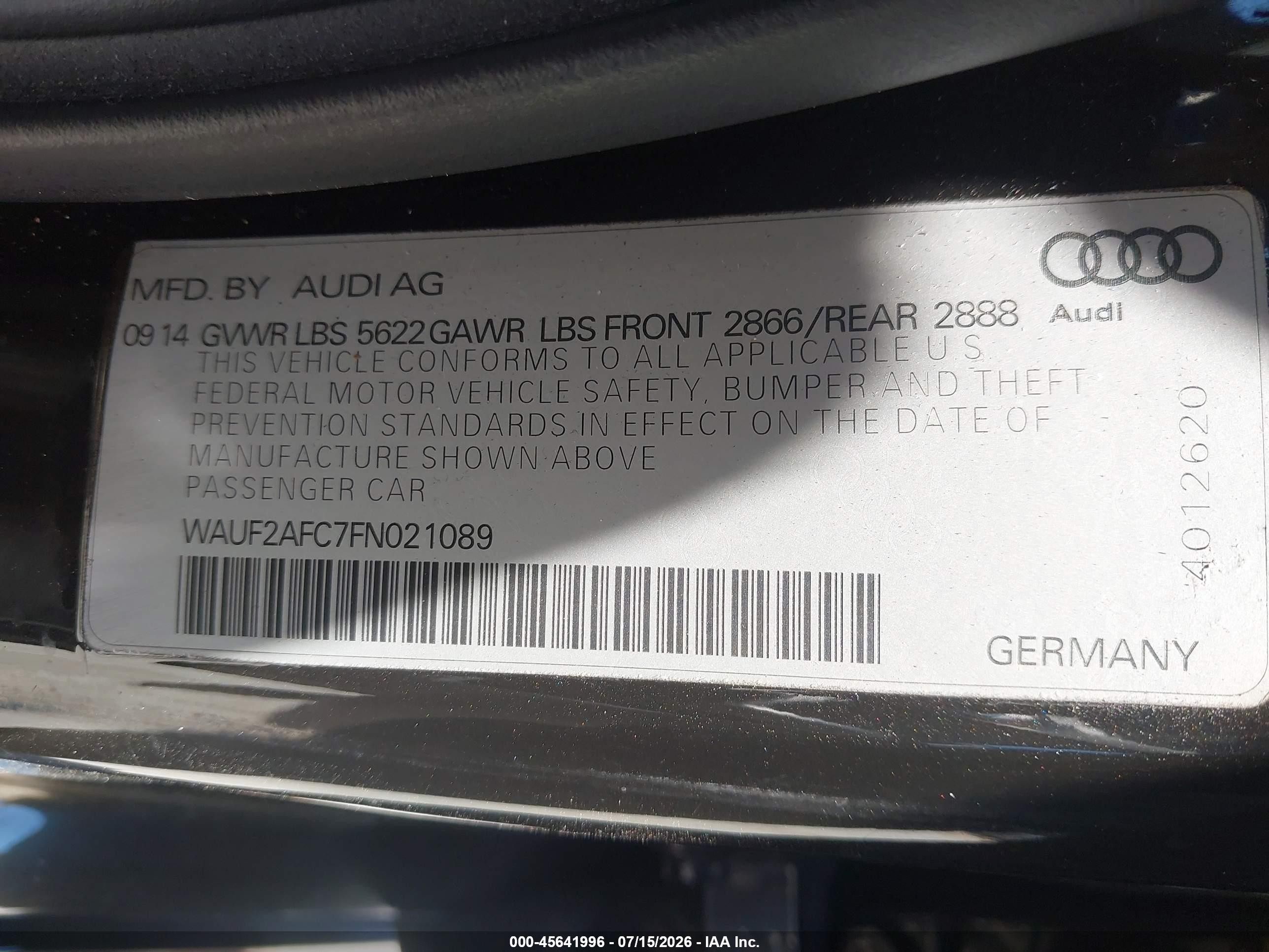 2015 Audi S6 4.0t Brown vin: WAUF2AFC7FN021089