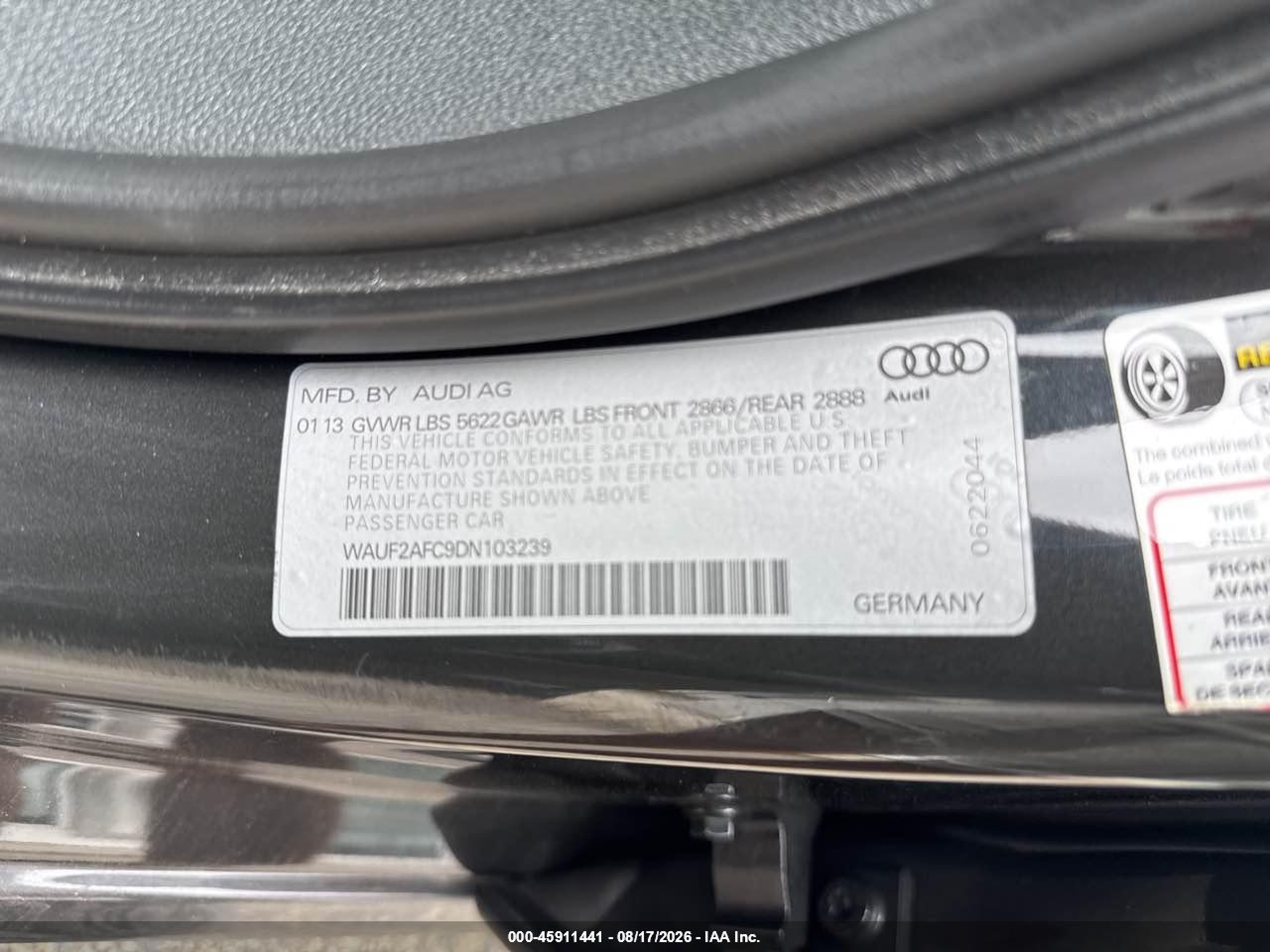 2013 Audi S6 4.0t Prestige Gray vin: WAUF2AFC9DN103239
