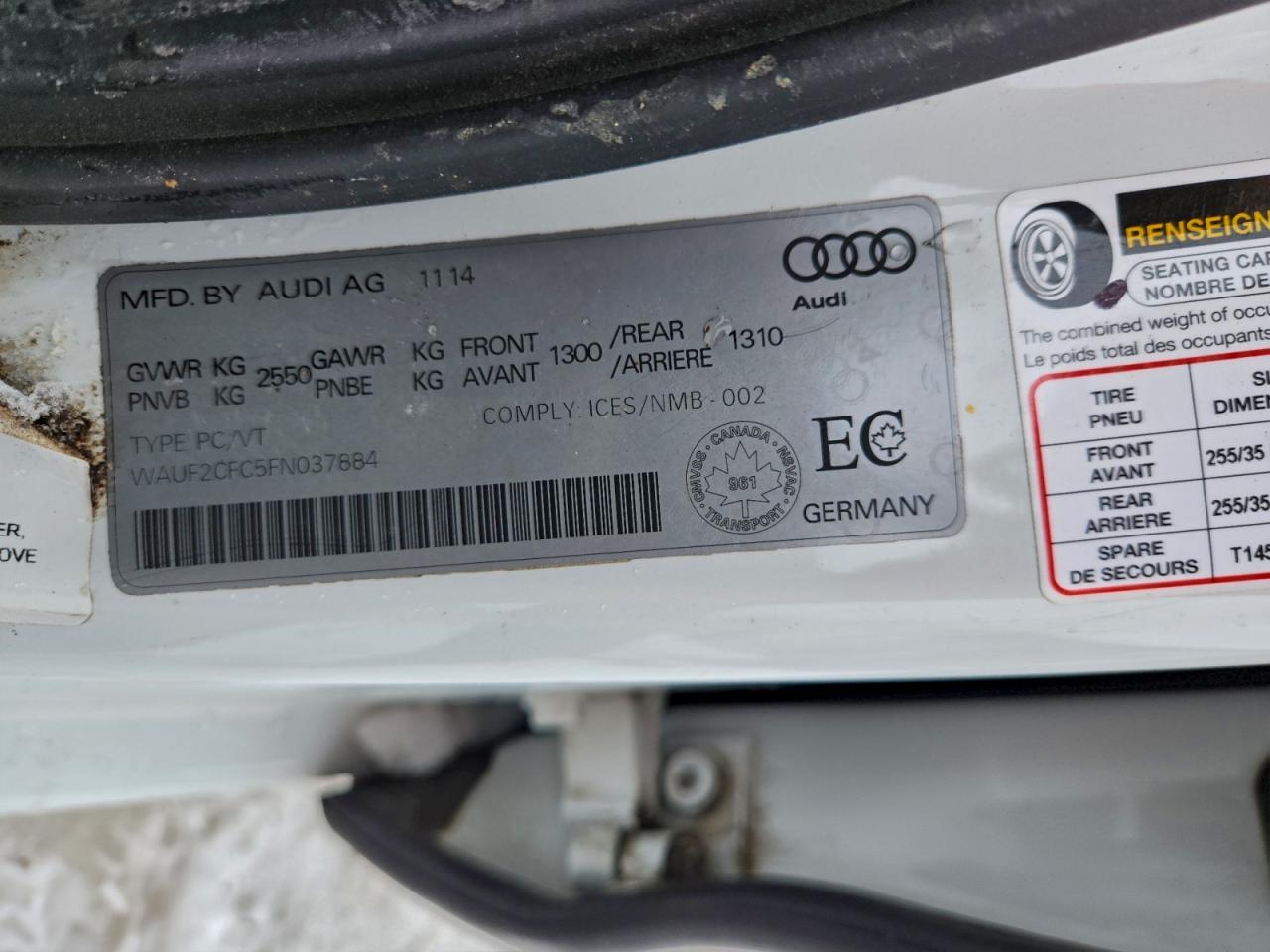 2015 Audi S6 White vin: WAUF2CFC5FN037884
