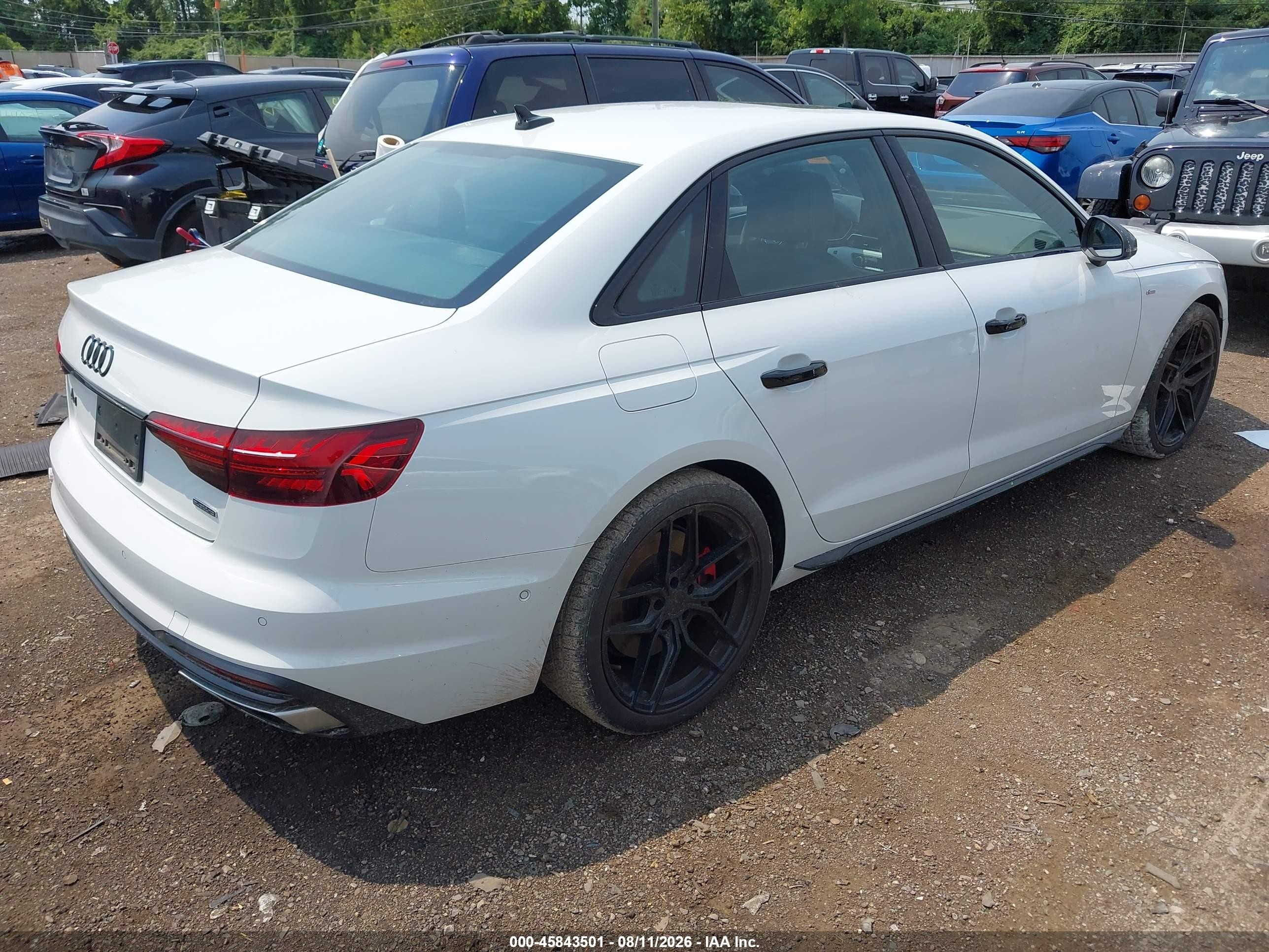 2022 Audi A4 Prestige 45 Tfsi S Line Quattro S Tronic White vin: WAUFAAF48NA045449