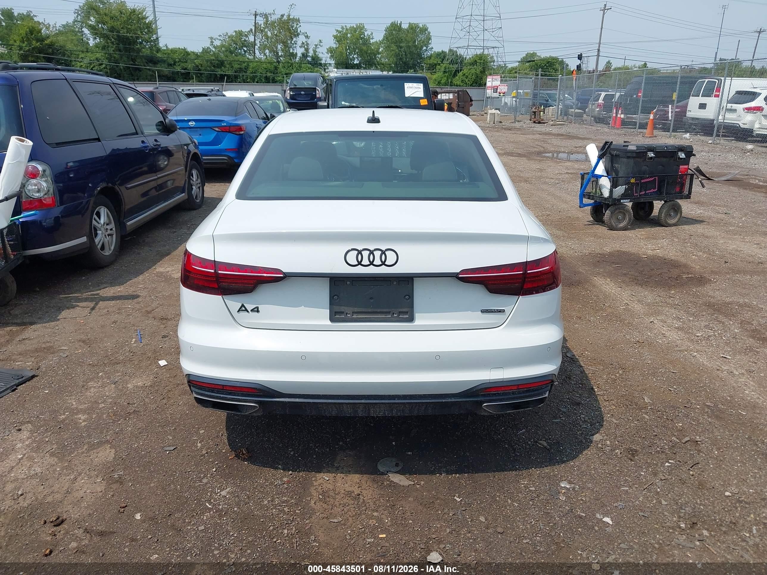 2022 Audi A4 Prestige 45 Tfsi S Line Quattro S Tronic White vin: WAUFAAF48NA045449