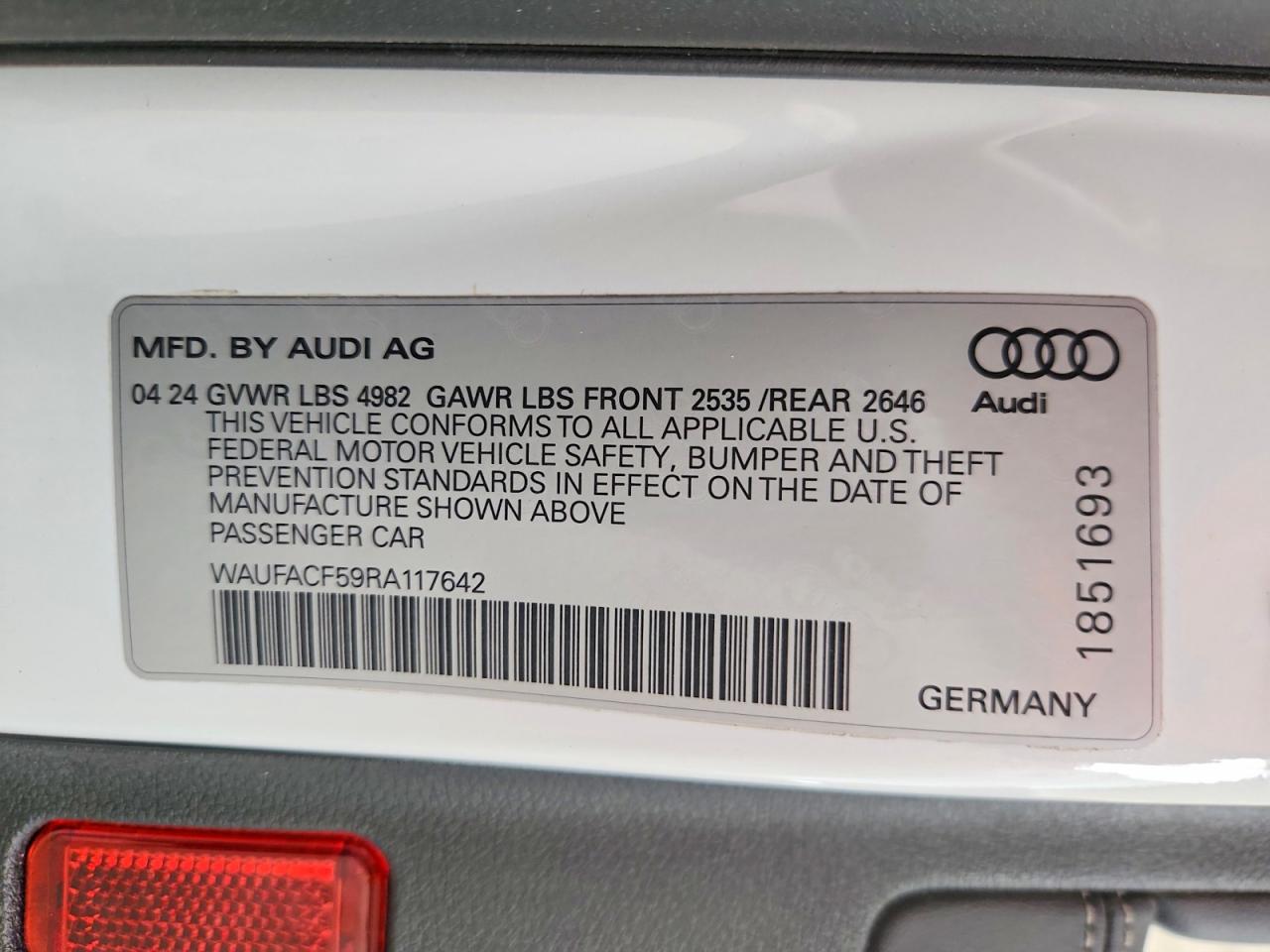 2024 Audi A5 Premium Plus 45 White vin: WAUFACF59RA117642
