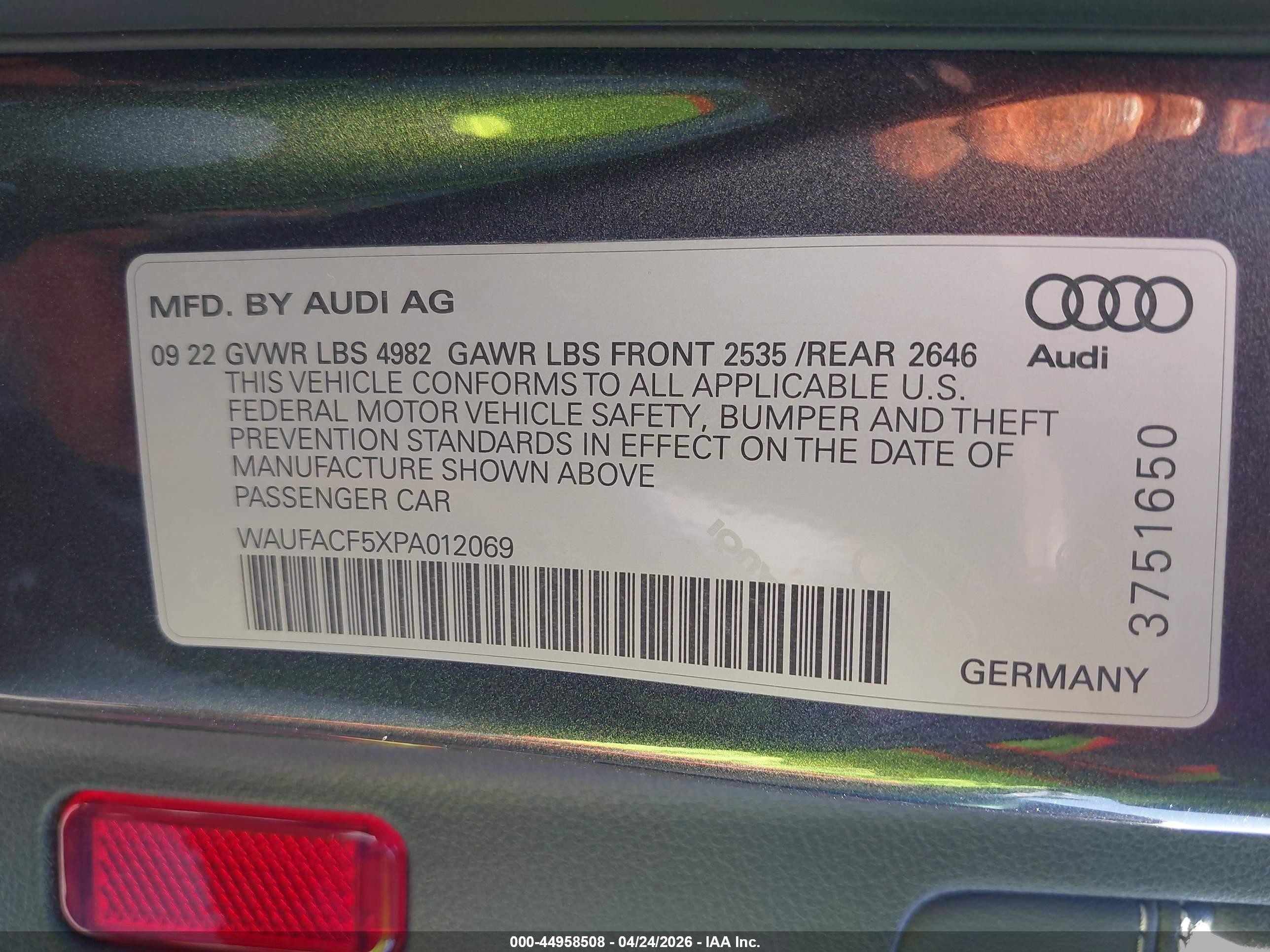 2023 Audi A5 Sportback Premium Plus 45 Tfsi S Line Quattro S Tronic Green vin: WAUFACF5XPA012069